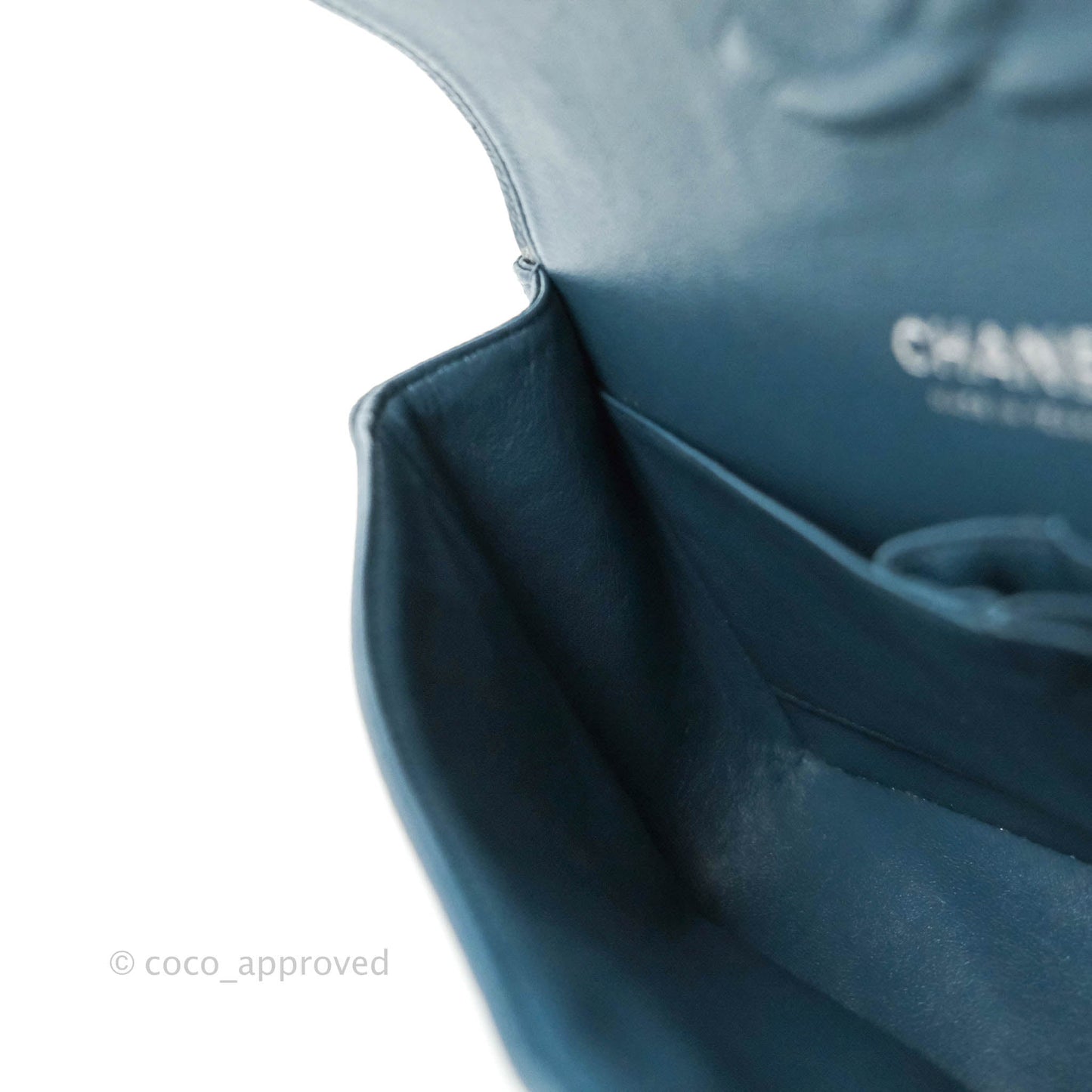 Chanel Classic M/L Medium Double Flap Pearly Blue Caviar Silver Hardware