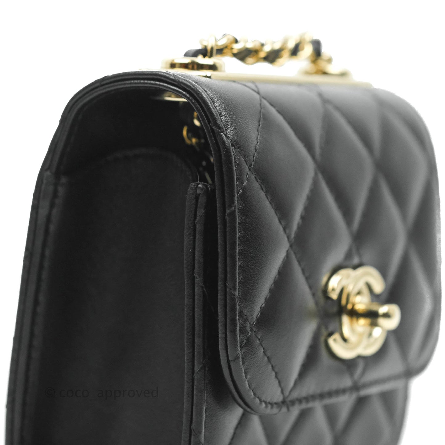 Chanel Mini Quilted Trendy CC Clutch With Chain Black Lambskin Gold Hardware