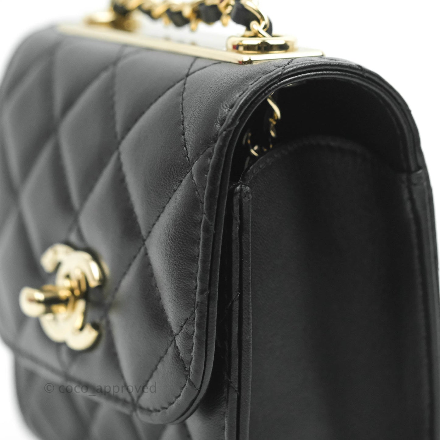 Chanel Mini Quilted Trendy CC Clutch With Chain Black Lambskin Gold Hardware