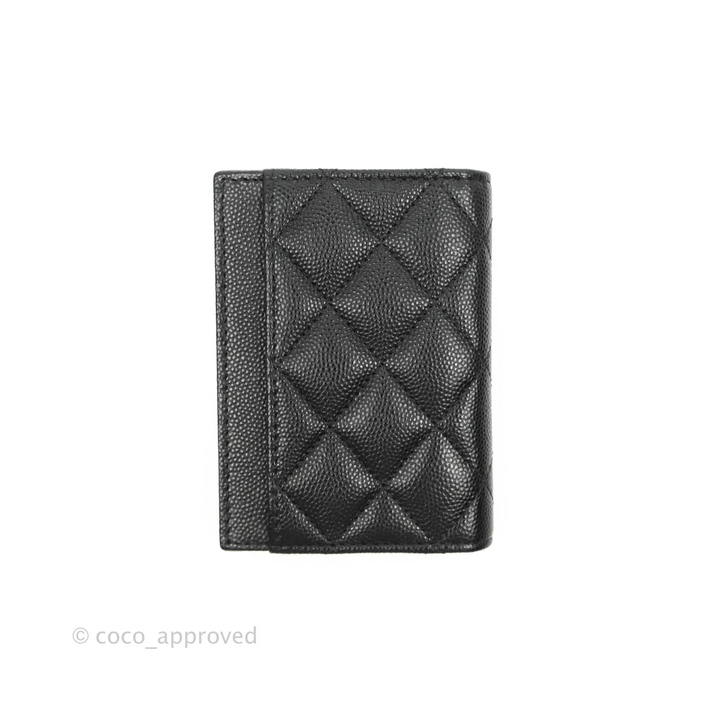 Chanel Classic Quilted Card Holder Photo ID Black Caviar Gold Hardware