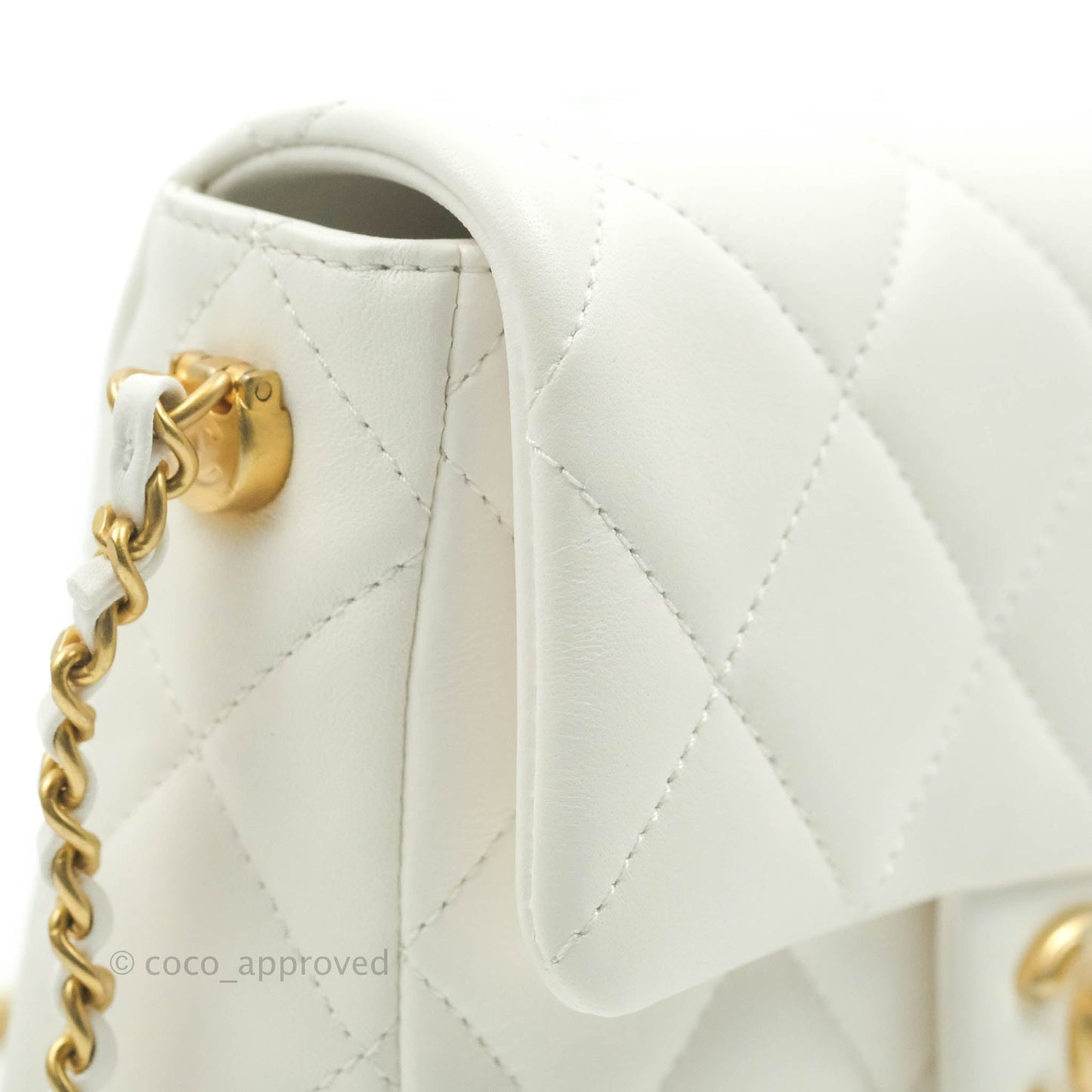 Chanel Quilted My Perfect Mini With Pearl White Lambskin Silver Hardware