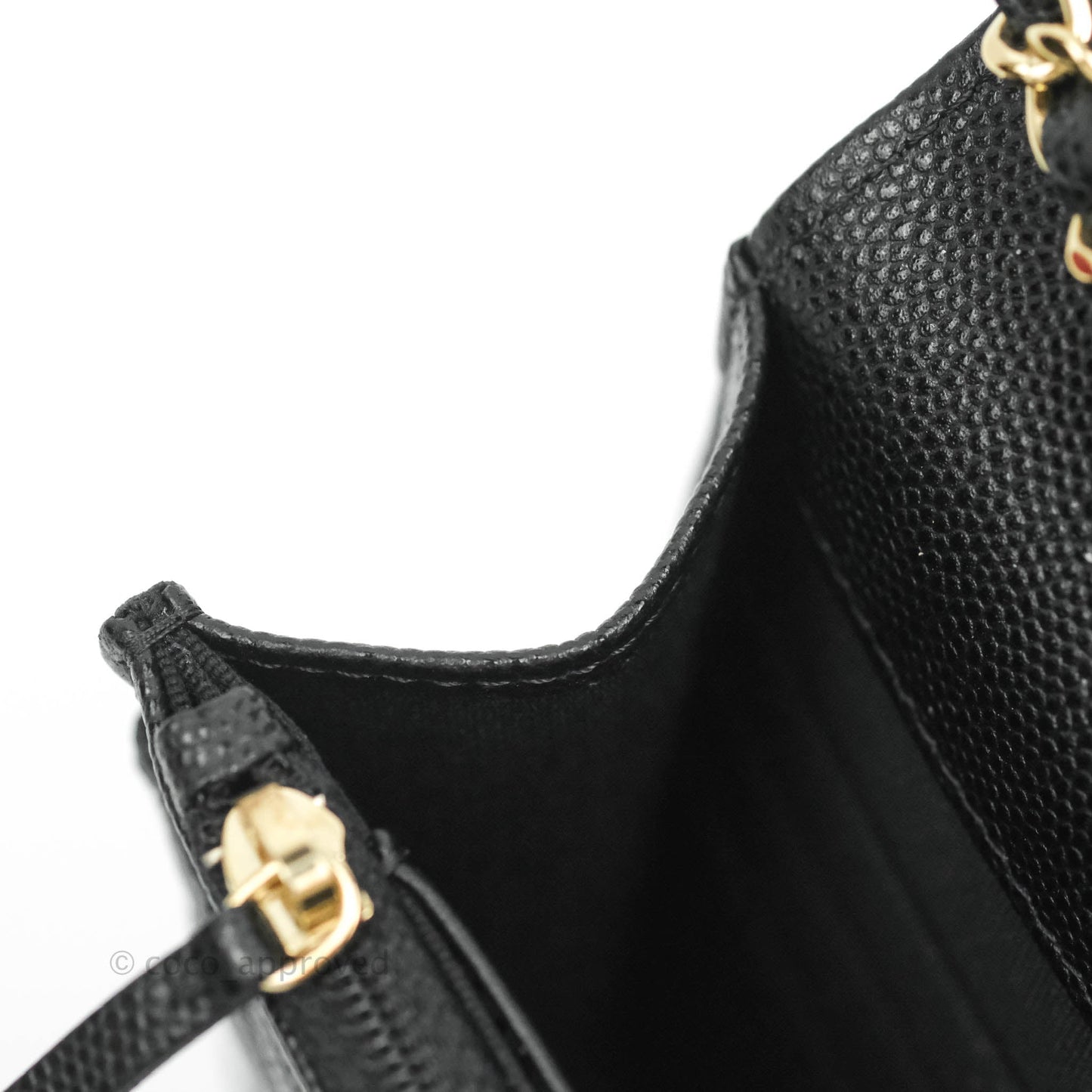 Chanel Quilted WOC Black Caviar Gold Hardware With Charms