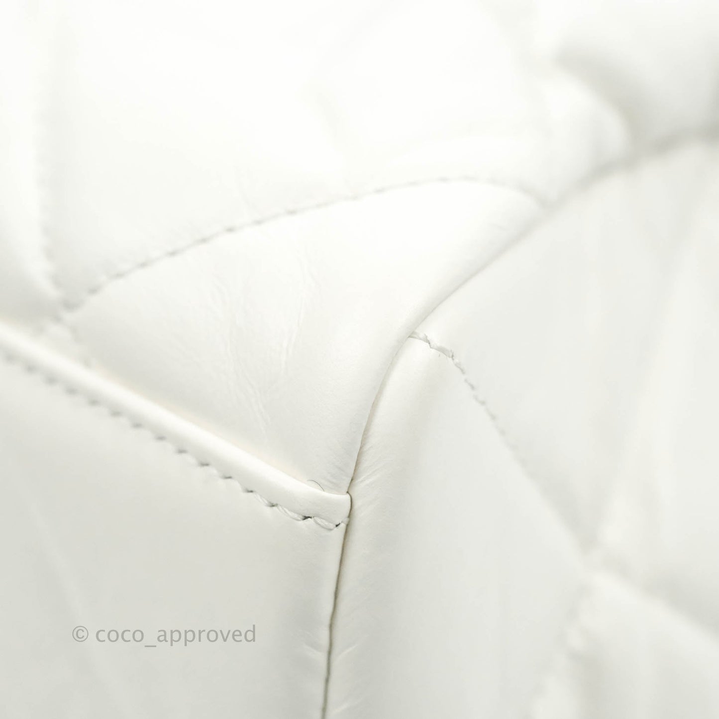 Chanel Calfskin Small Bowling Bag White Silver Hardware