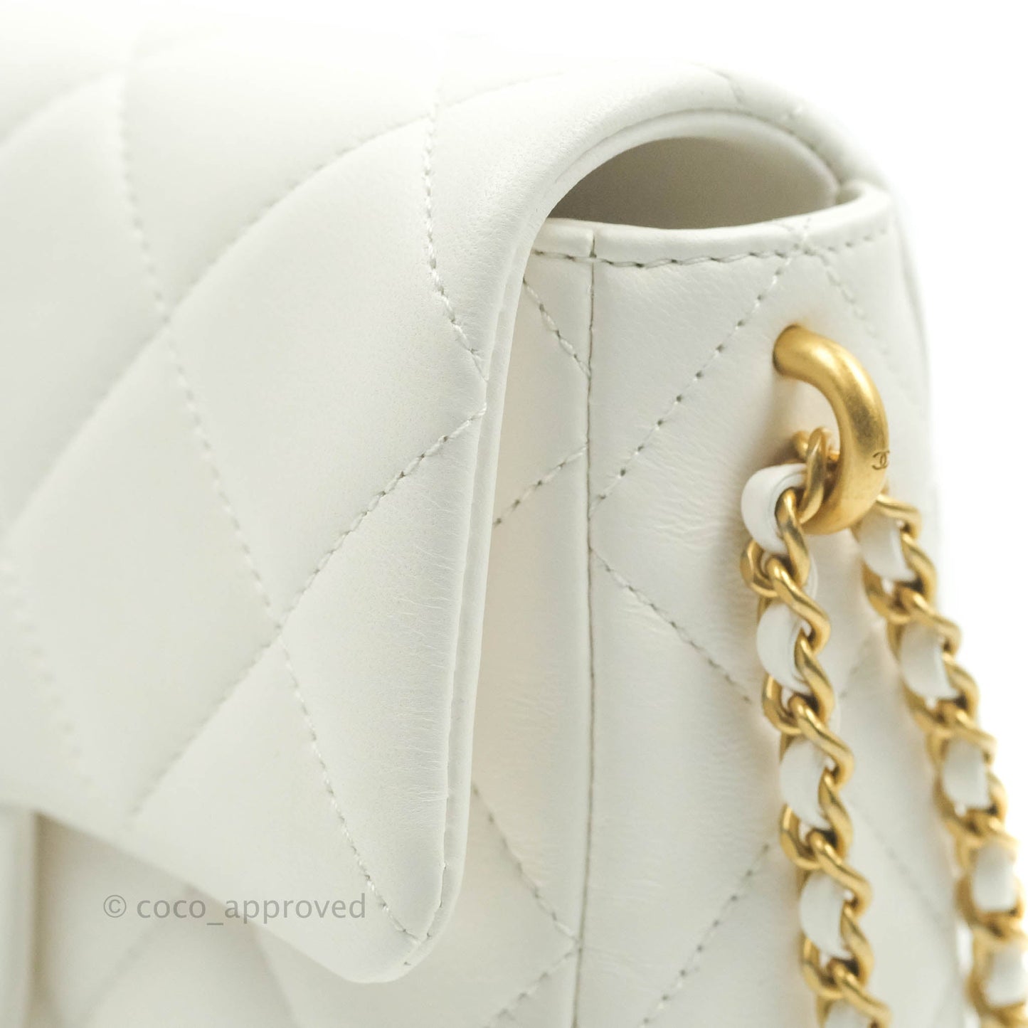 Chanel Quilted My Perfect Mini With Pearl White Lambskin Silver Hardware