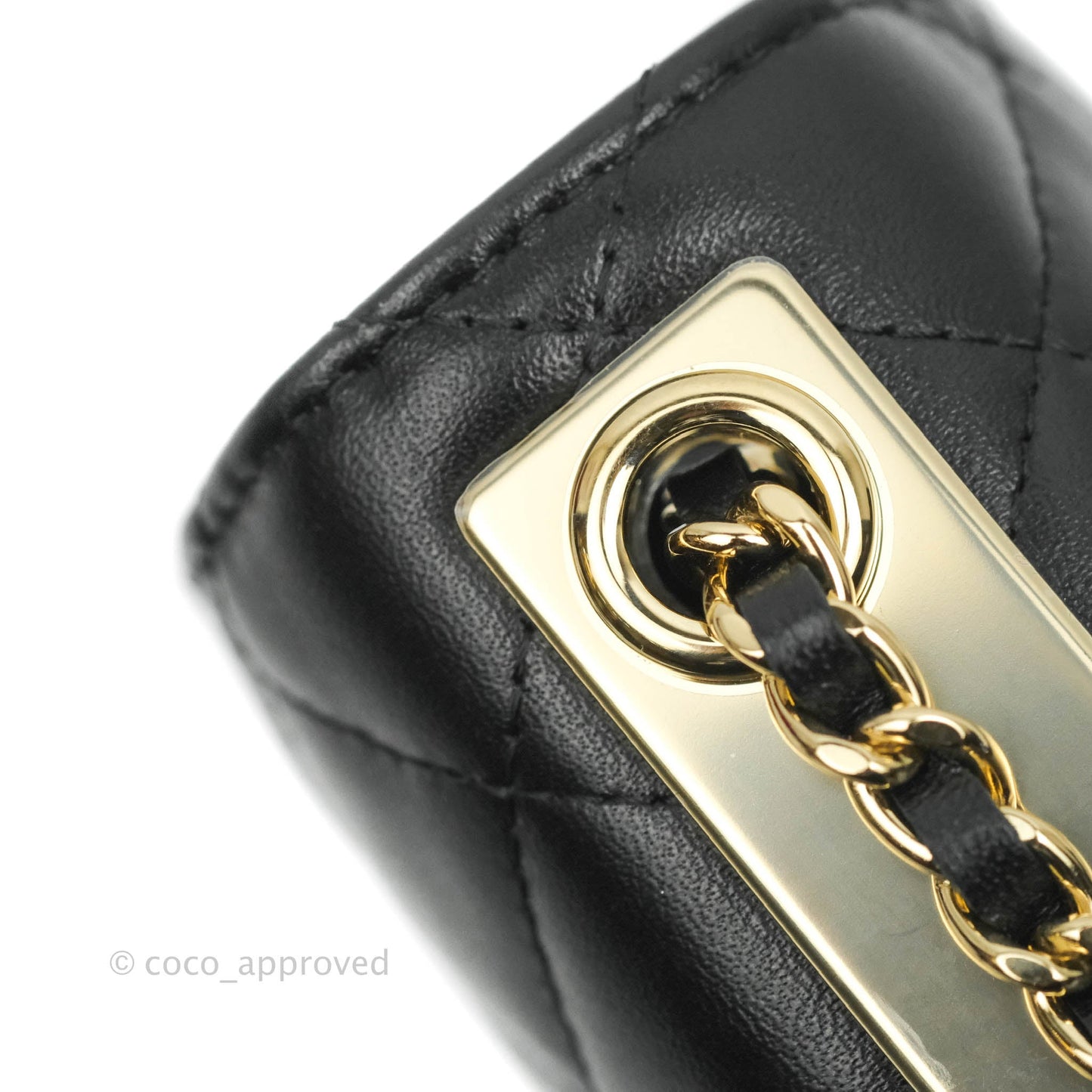 Chanel Mini Quilted Trendy CC Clutch With Chain Black Lambskin Gold Hardware