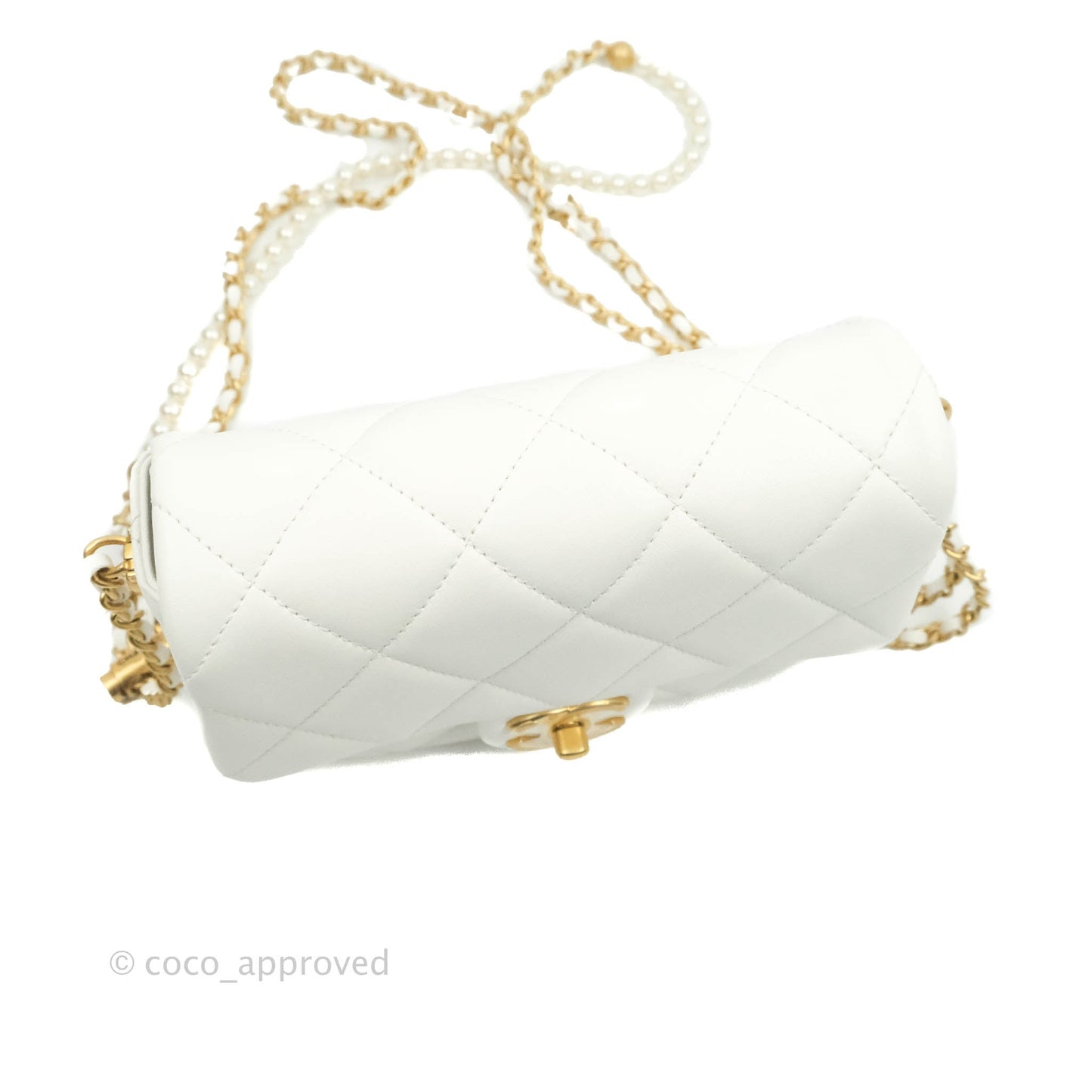 Chanel Quilted My Perfect Mini With Pearl White Lambskin Silver Hardware