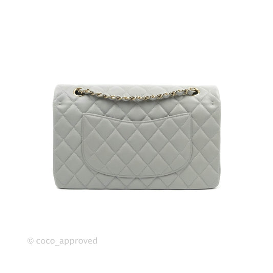 Chanel Classic M/L Medium Double Flap Grey Caviar Gold Hardware 21A