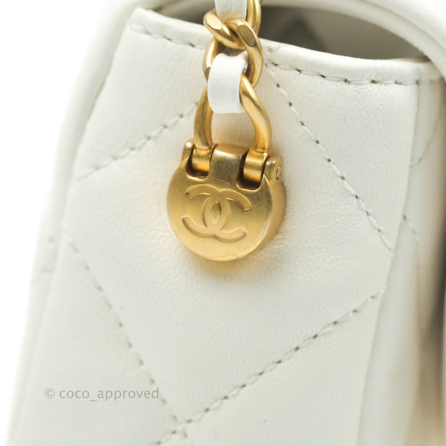 Chanel Quilted My Perfect Mini With Pearl White Lambskin Silver Hardware