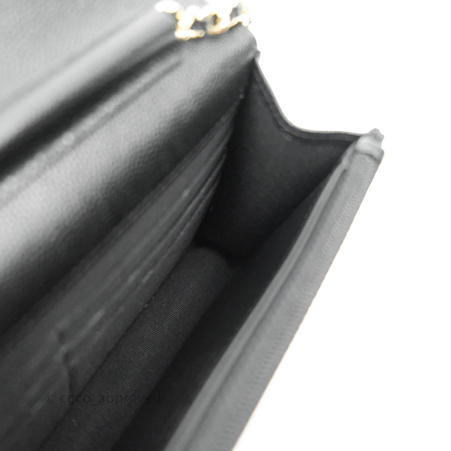 Chanel Quilted WOC Black Caviar Gold Hardware With Charms