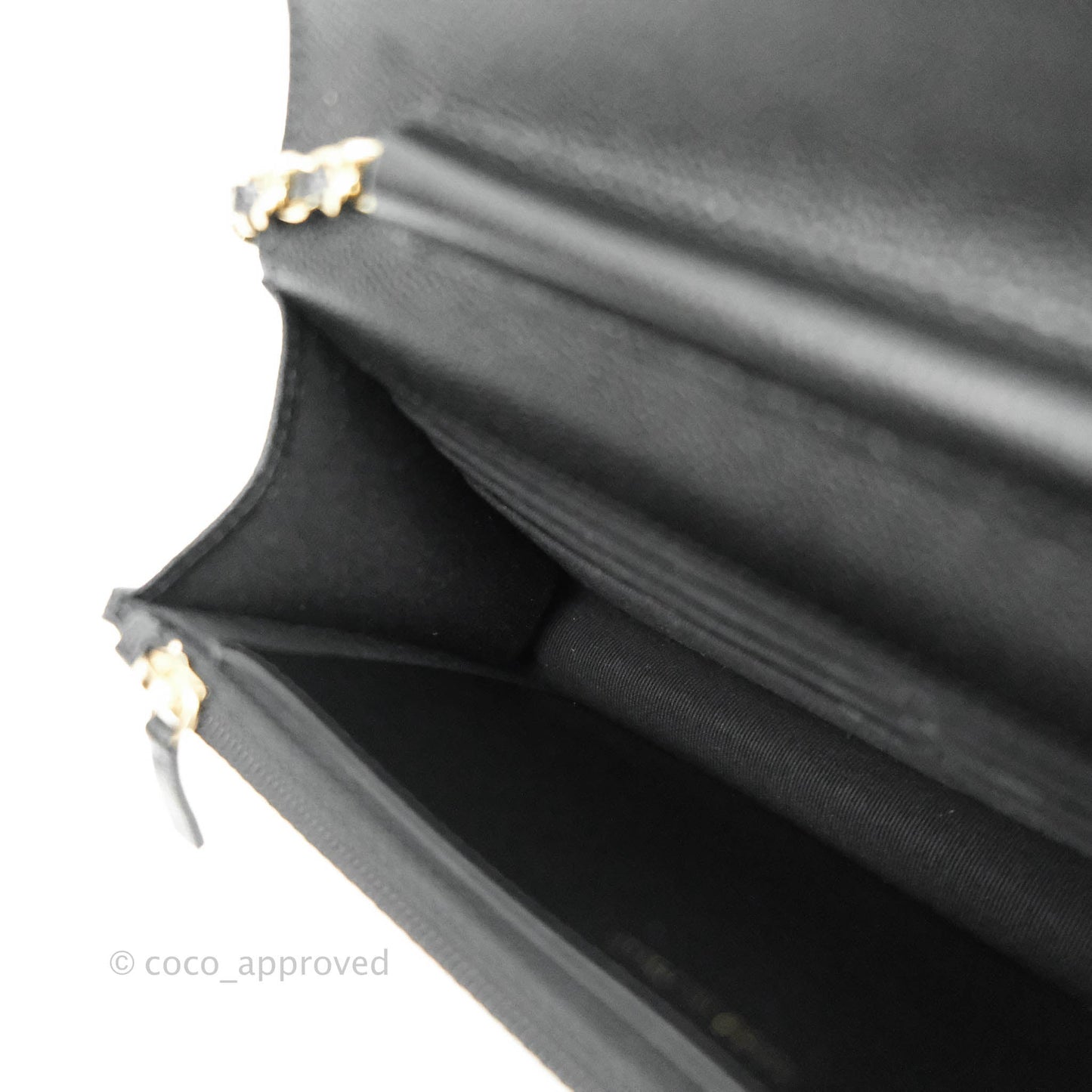 Chanel Quilted WOC Black Caviar Gold Hardware With Charms