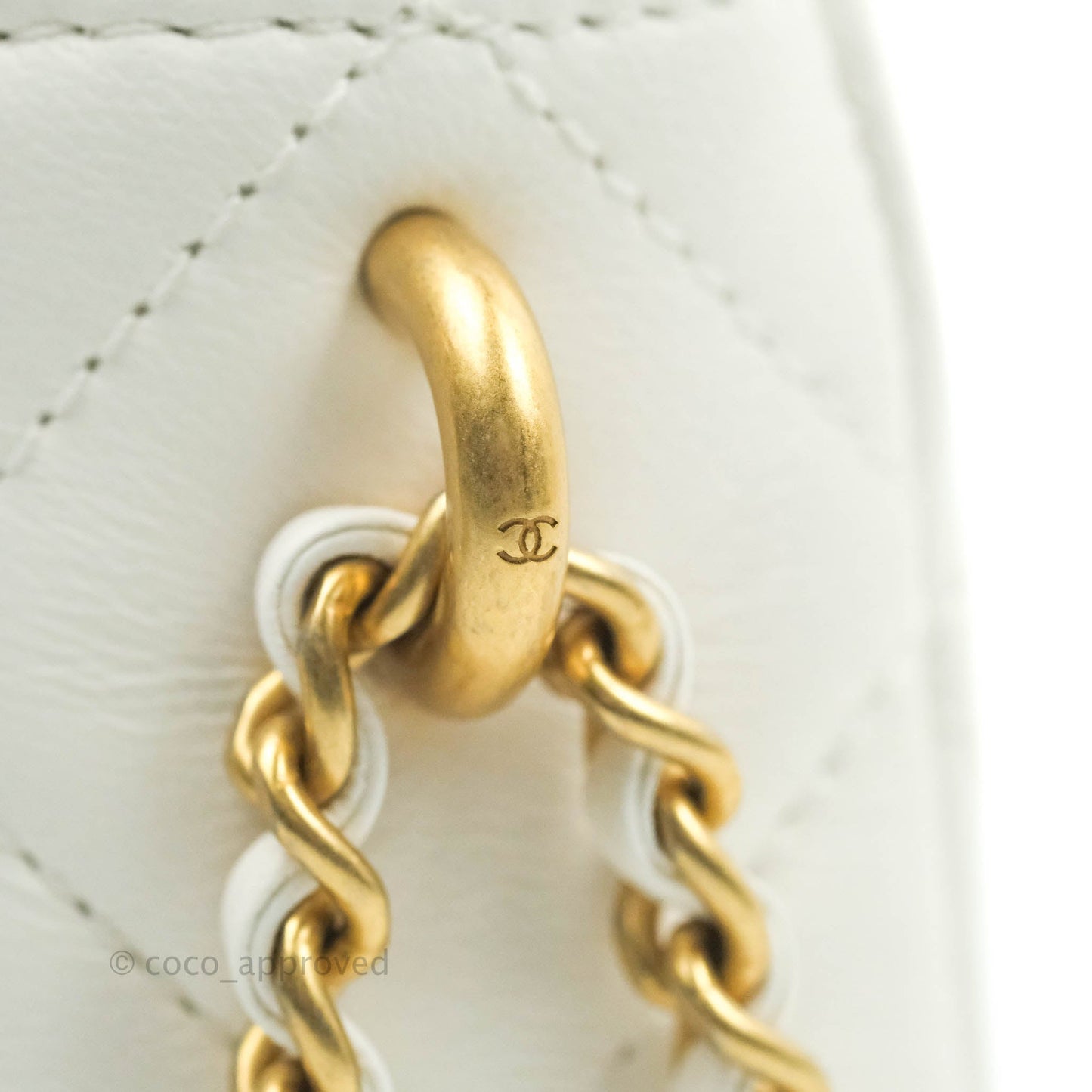 Chanel Quilted My Perfect Mini With Pearl White Lambskin Silver Hardware