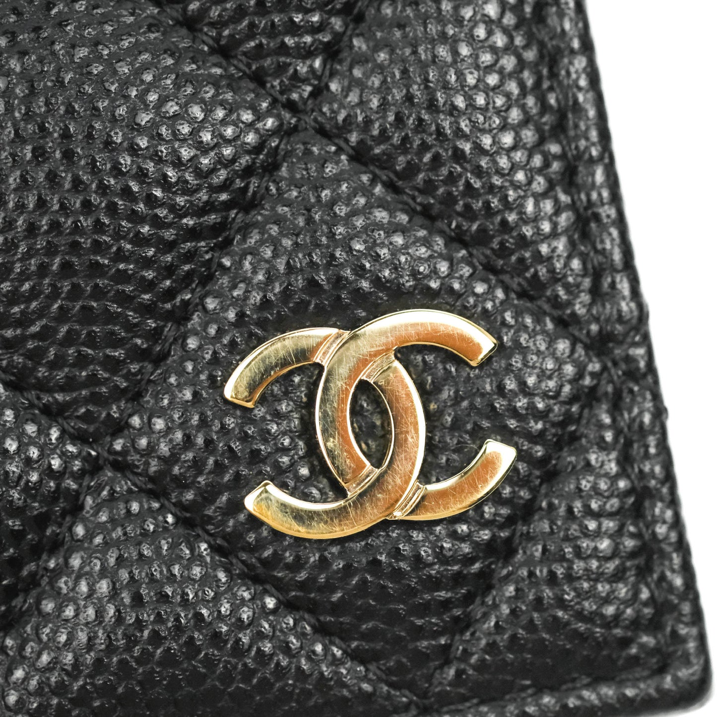 Chanel Classic Quilted Card Holder Photo ID Black Caviar Gold Hardware