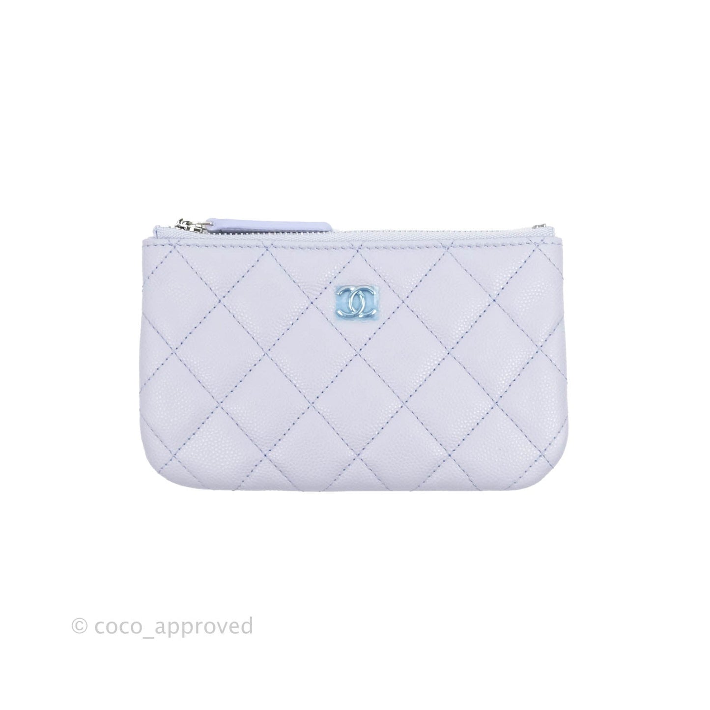 Chanel Quilted Mini O Case Lilac Caviar Silver Hardware 21K