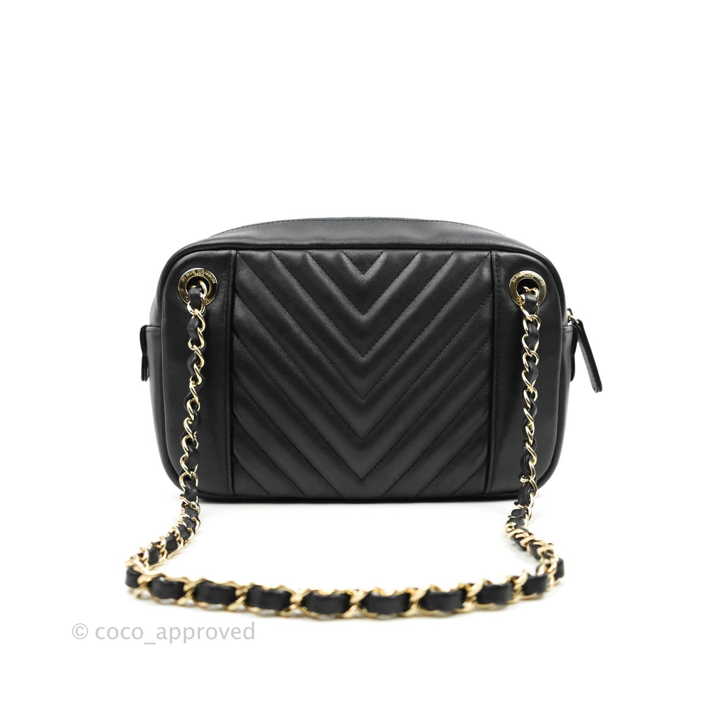 Chanel Daily Chevron Camera Case Black Calfskin Gold Hardware