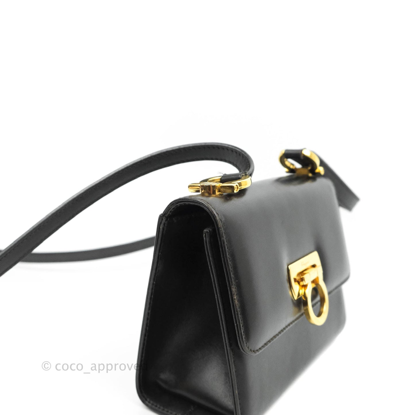 Salvatore Ferragamo Vintage Gancini Mini Crossbody bag Black Calfskin Gold Hardware