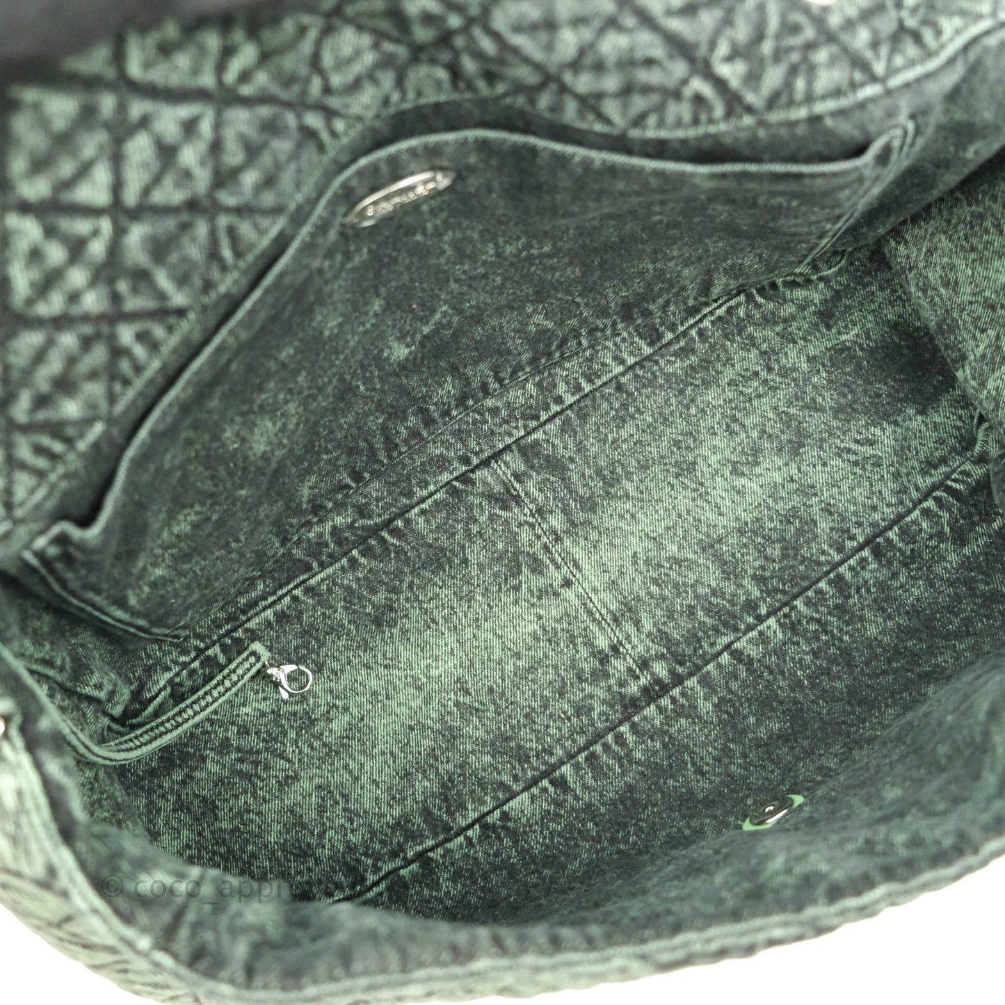 Chanel Small XXL Denimpression Flap Bag Aged Green Denim Silver Hardware