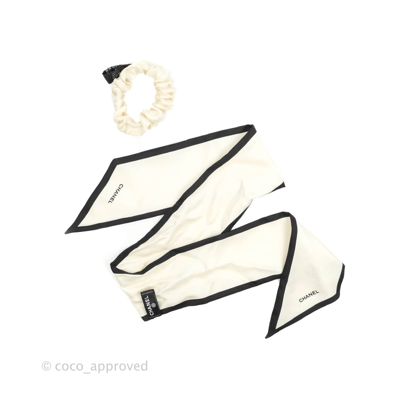 Chanel Bow Silk Hair Accessory Ivory & Black