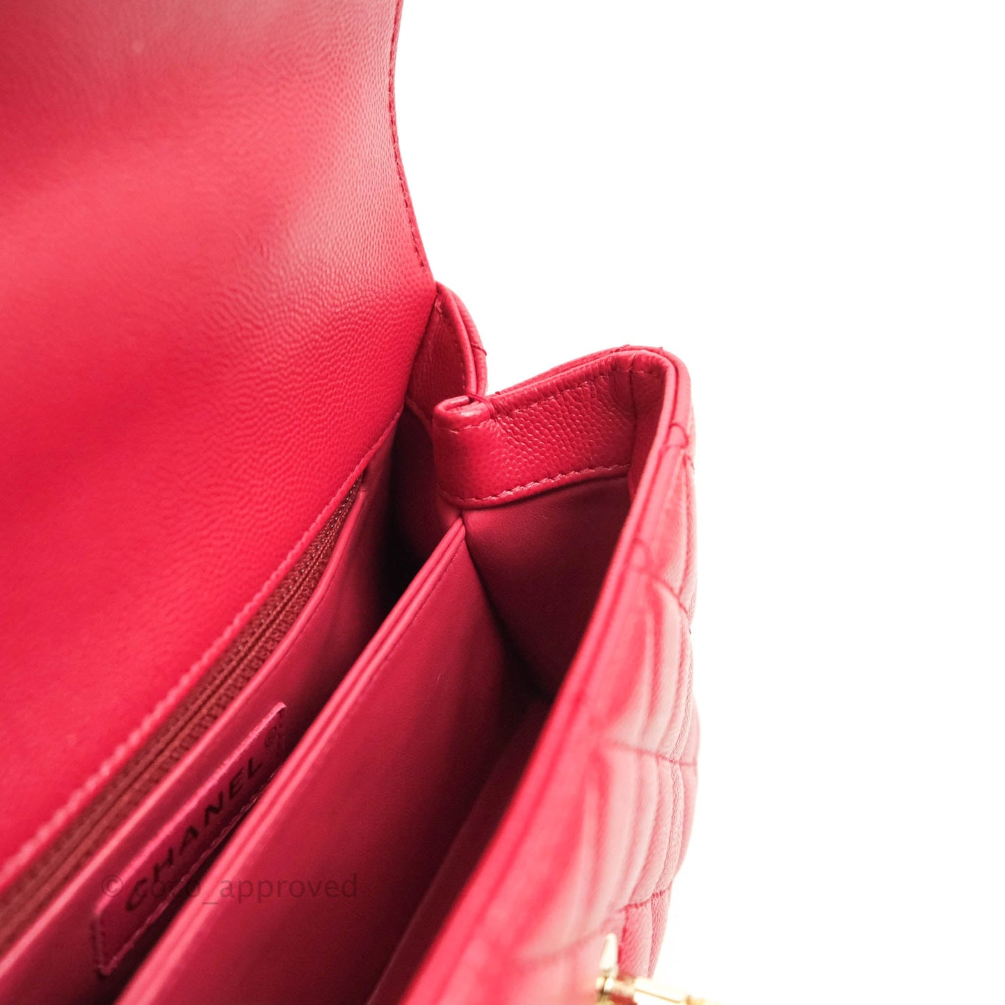 Chanel Small (Mini) Coco Handle Quilted Rosy Red Caviar Gold Hardware 21A