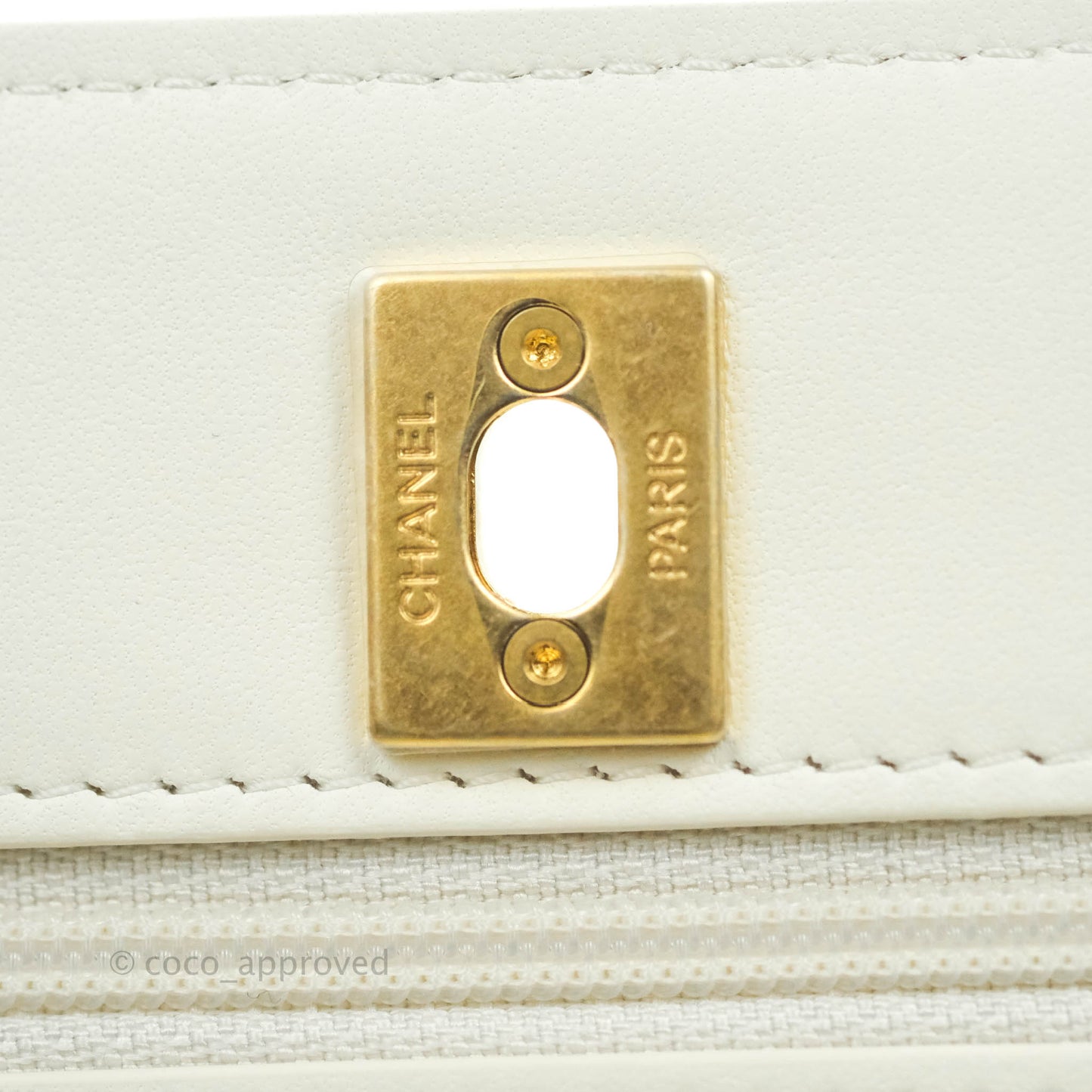 Chanel Quilted Pearl Crush Wallet on Chain WOC White Lambskin Aged Gold Hardware