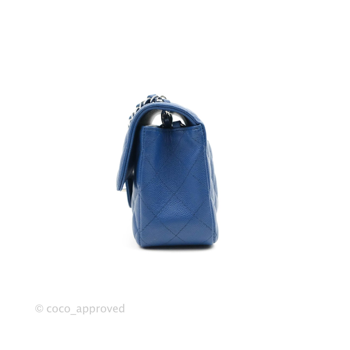 Chanel Quilted Mini Rectangular Flap Blue Caviar Silver Hardware