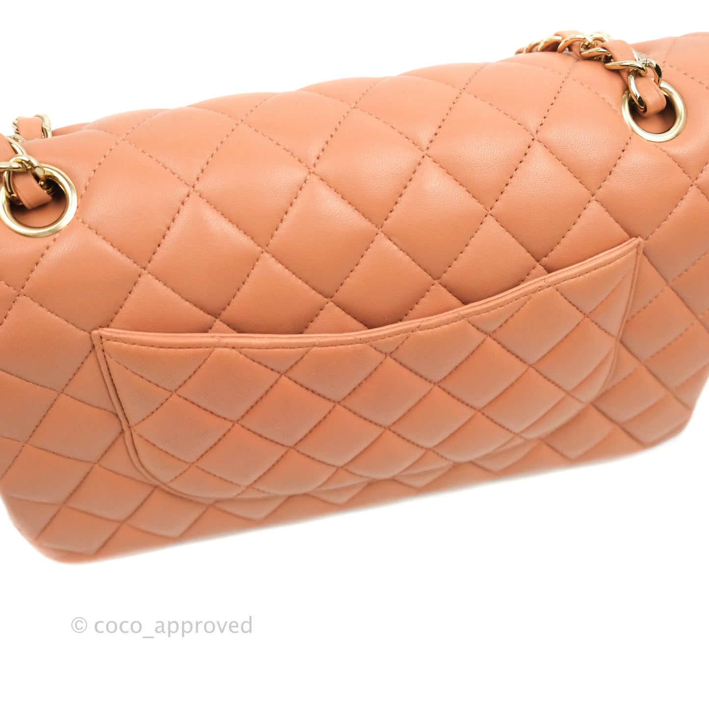 Chanel Classic M/L Medium Double Flap Dark Beige Lambskin Gold Hardware 18C