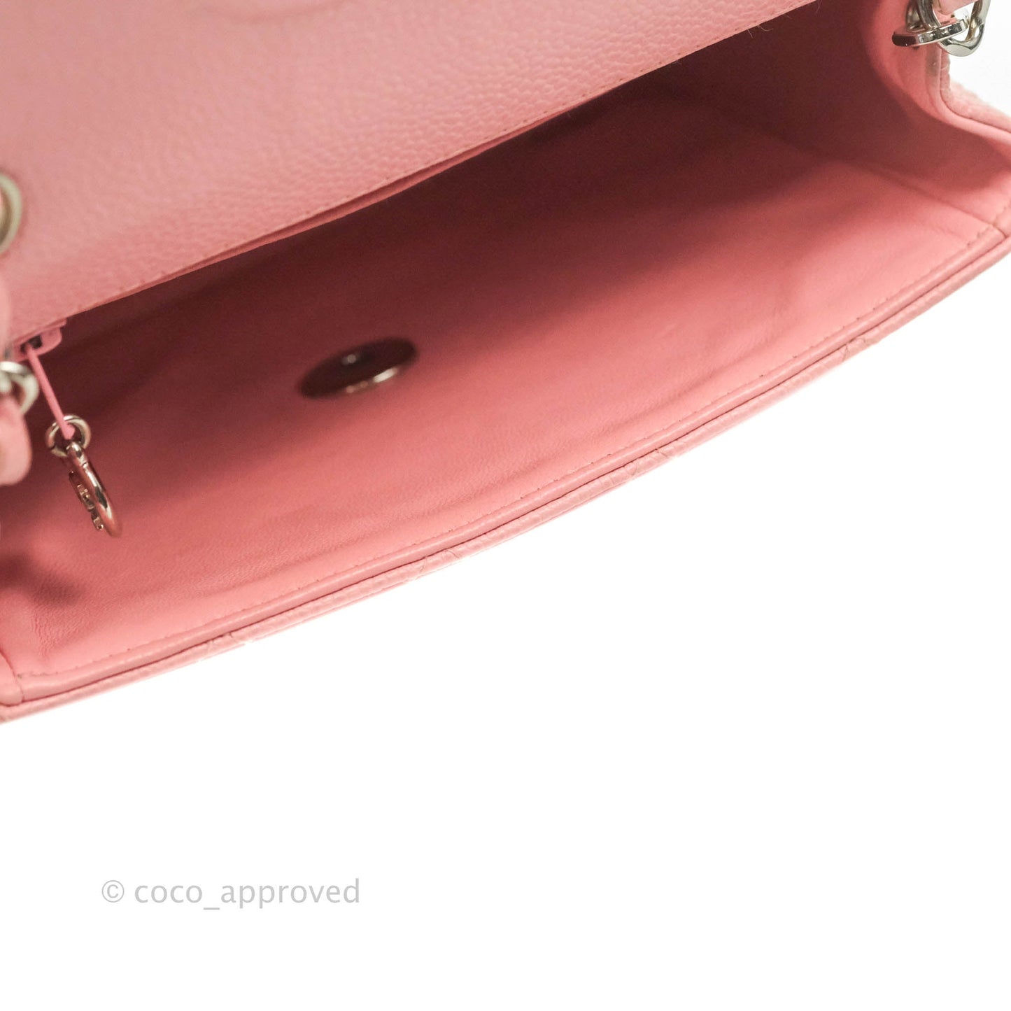 Chanel Quilted Vintage Mini Square Flap Pink Caviar Silver Hardware