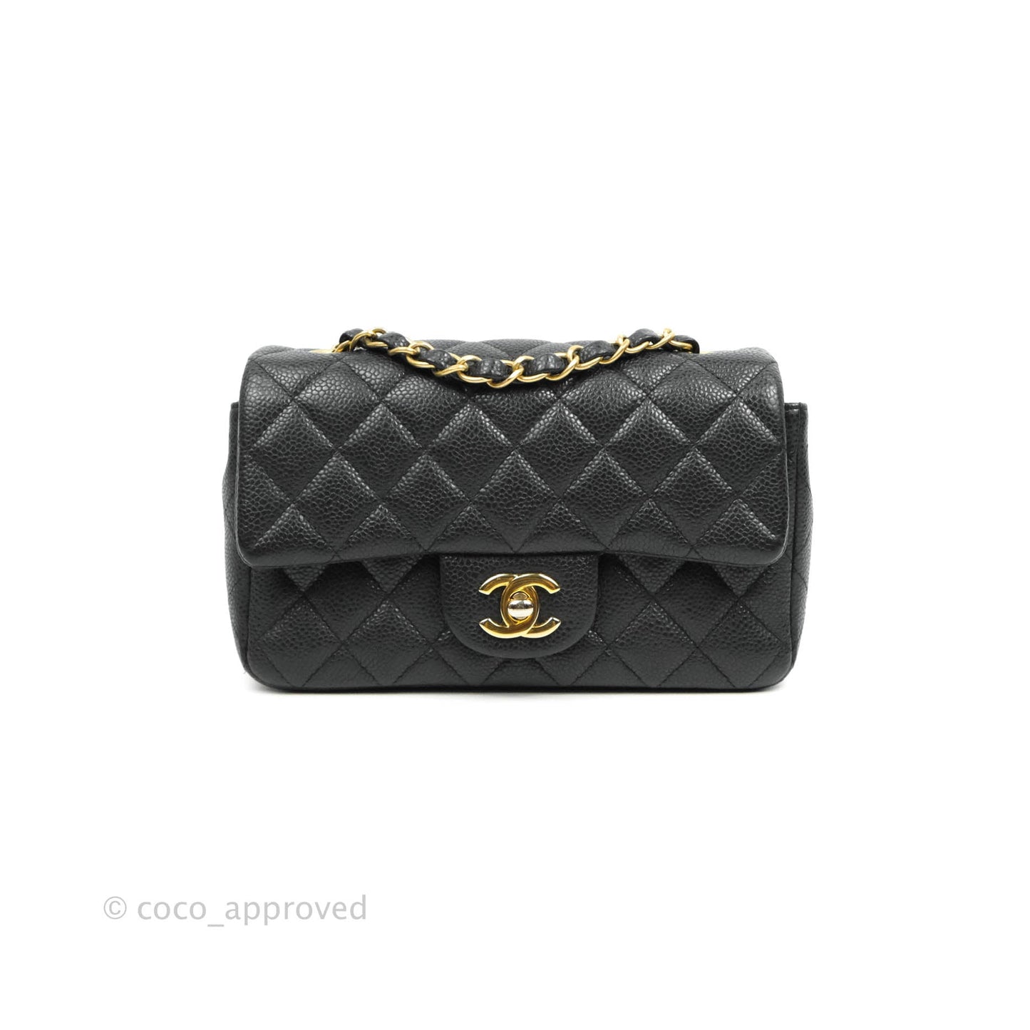 Chanel Quilted Mini Rectangular Black Caviar Gold Hardware