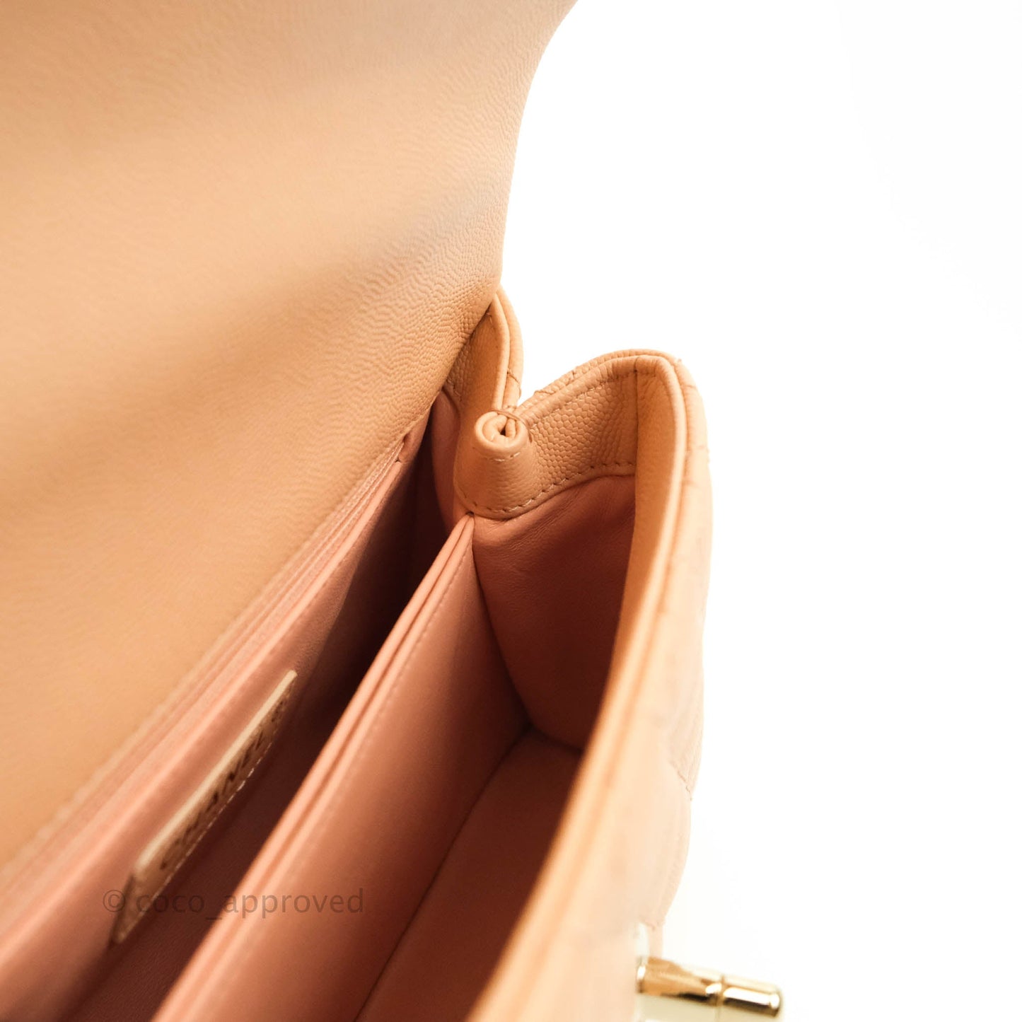 Chanel Mini Coco Handle Light Beige Pink Caviar Gold Hardware