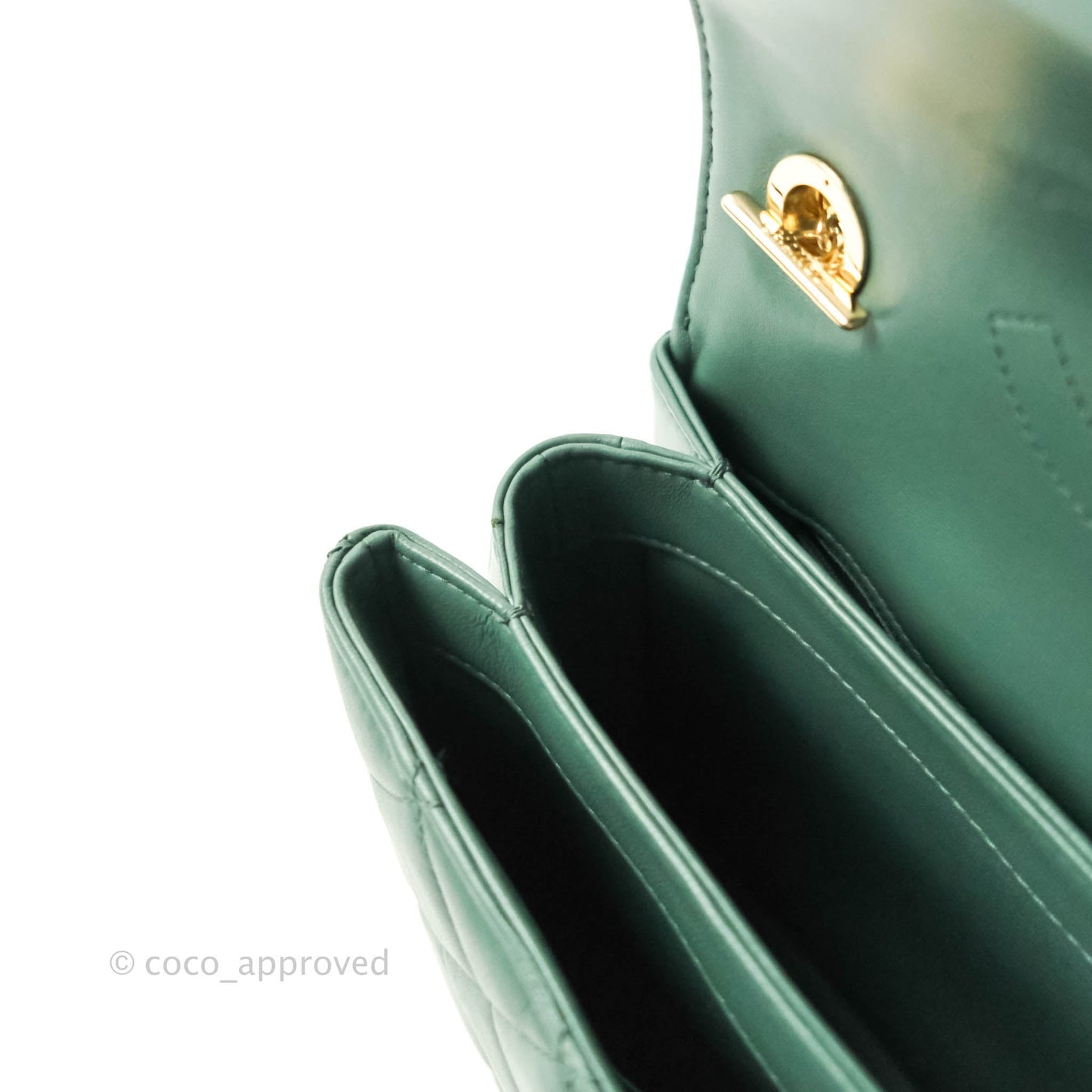 Chanel Quilted Trendy CC Small Green Lambskin Gold Hardware