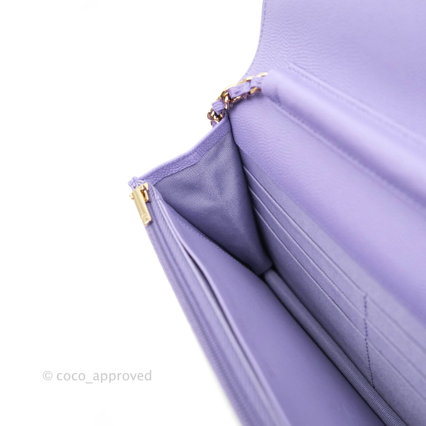 Chanel Quilted Wallet on Chain WOC Purple Caviar Gold Hardware 20S