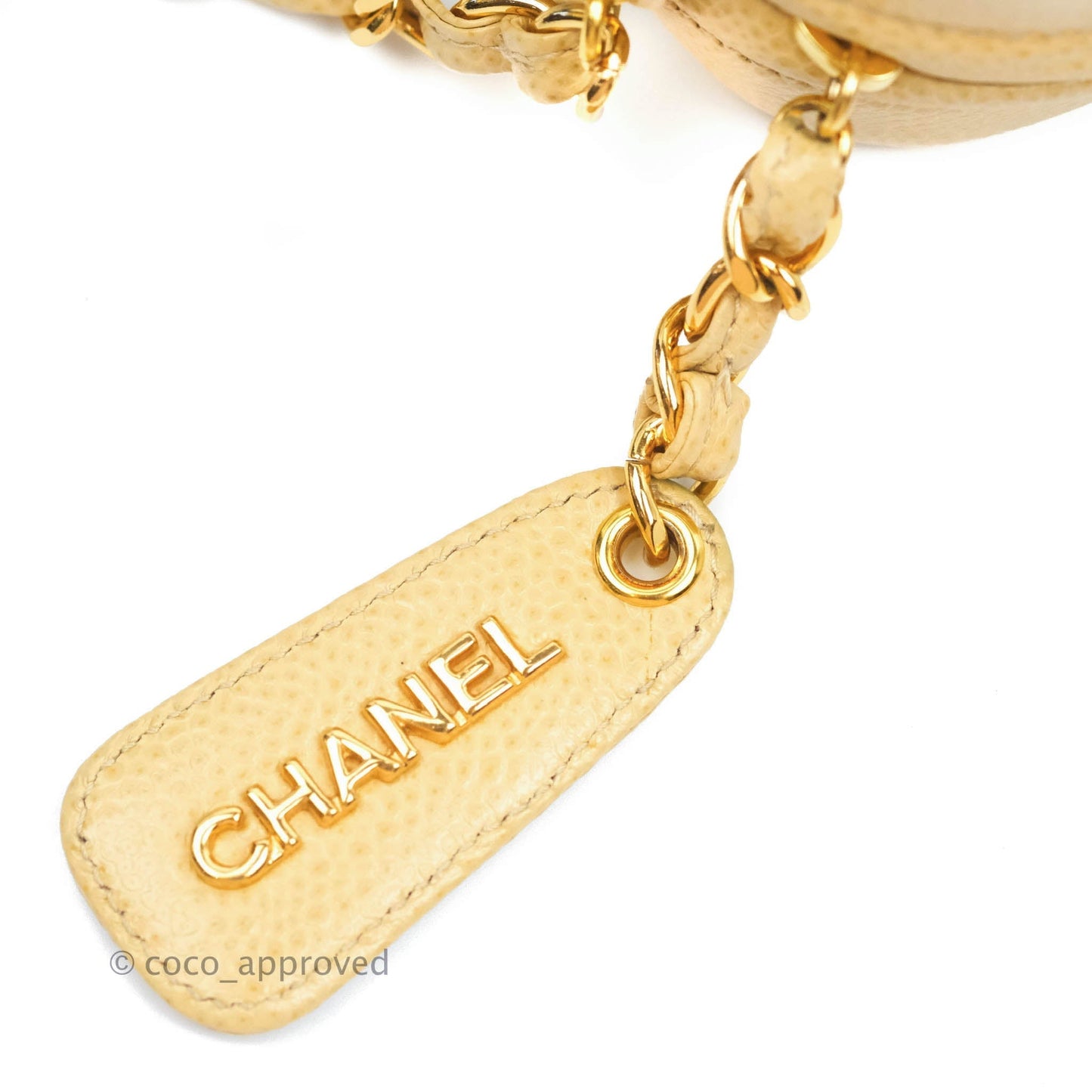 Chanel Vintage CC Large Square Camera Bag Beige Caviar 24K Gold Hardware
