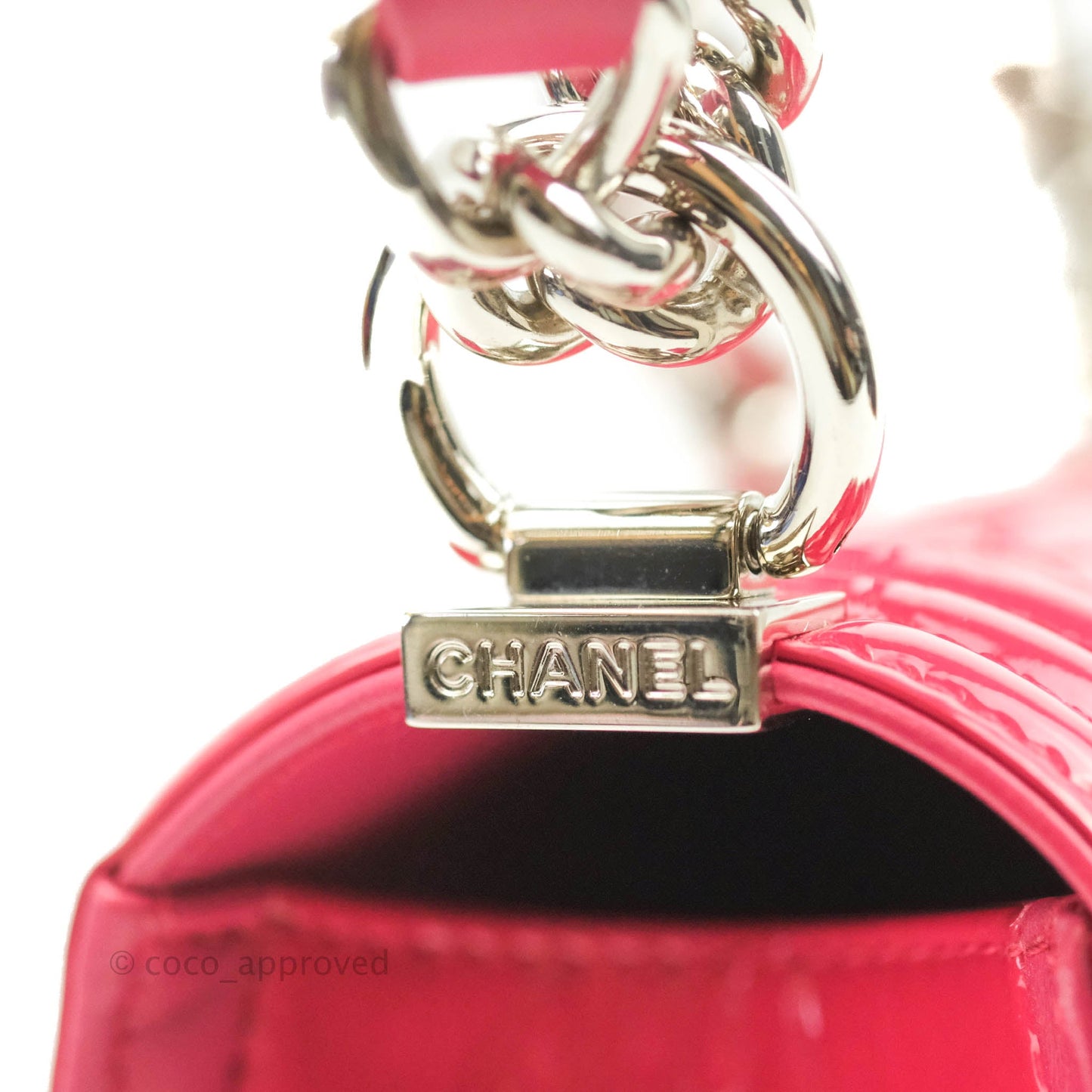 Chanel Quilted Medium Boy Bag Pink Patent Pink & Silver Hardware