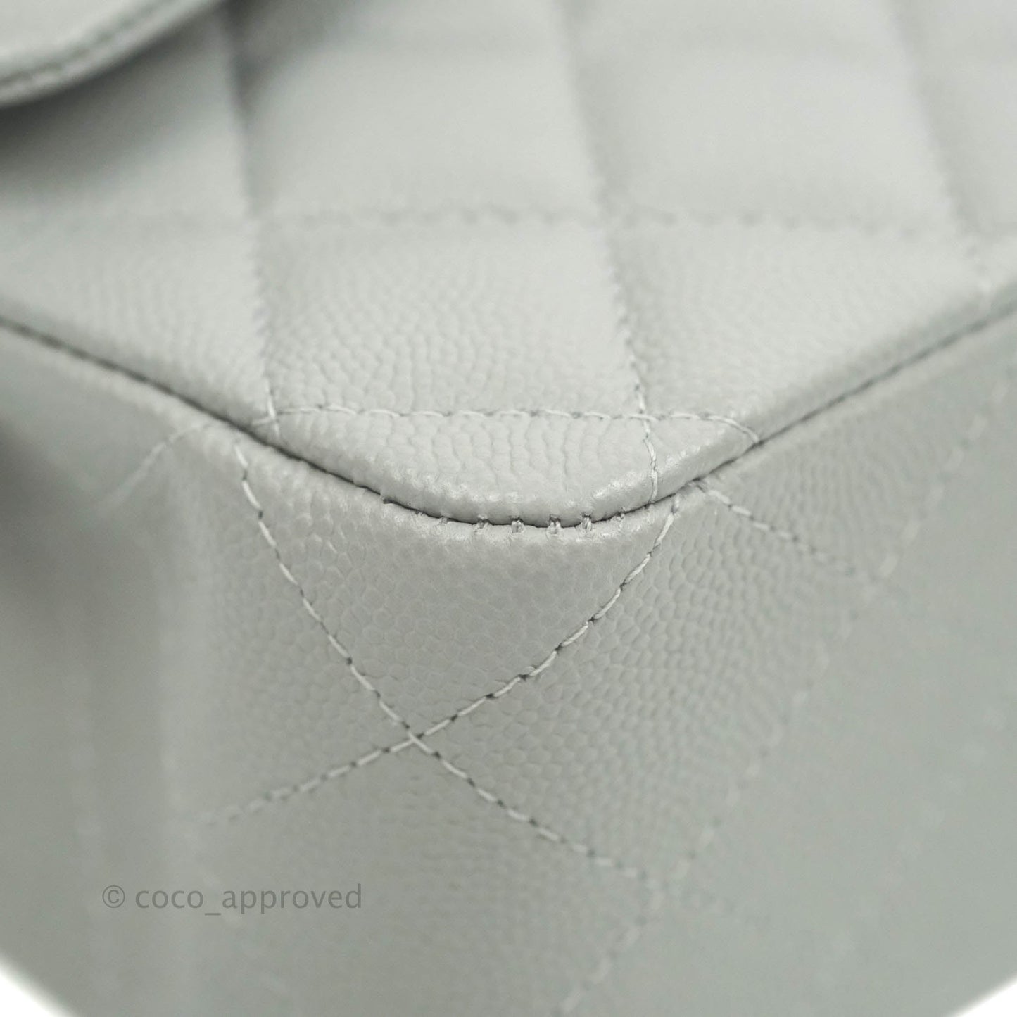 Chanel Classic M/L Medium Double Flap Grey Caviar Gold Hardware 21A