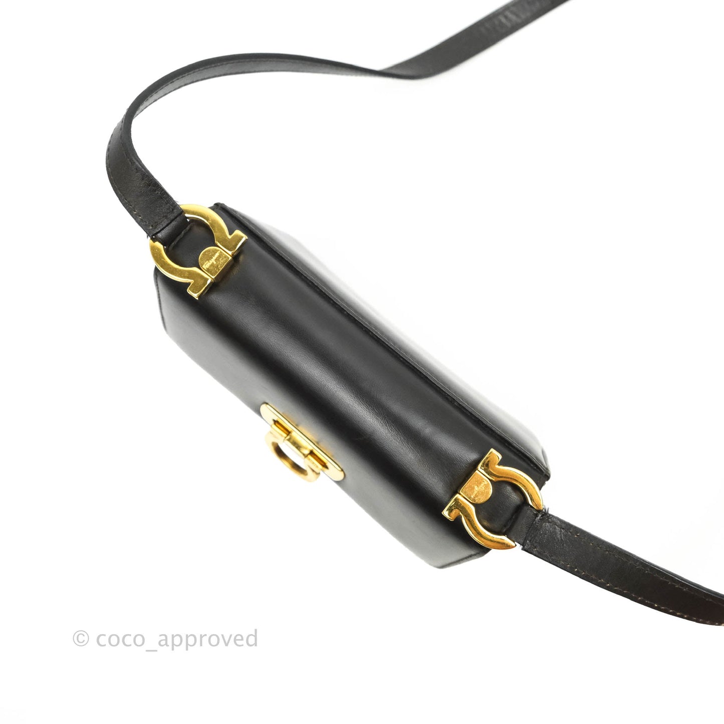 Salvatore Ferragamo Vintage Gancini Mini Crossbody bag Black Calfskin Gold Hardware