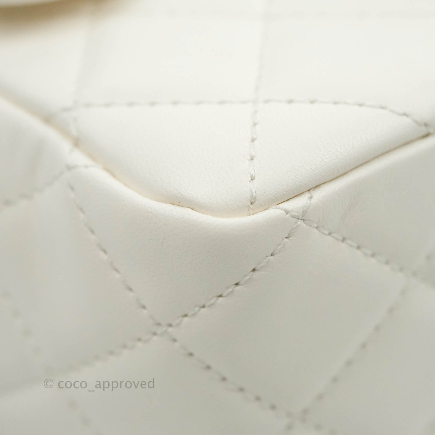Chanel Mini Square Pearl Crush Quilted White Lambskin Gold Hardware