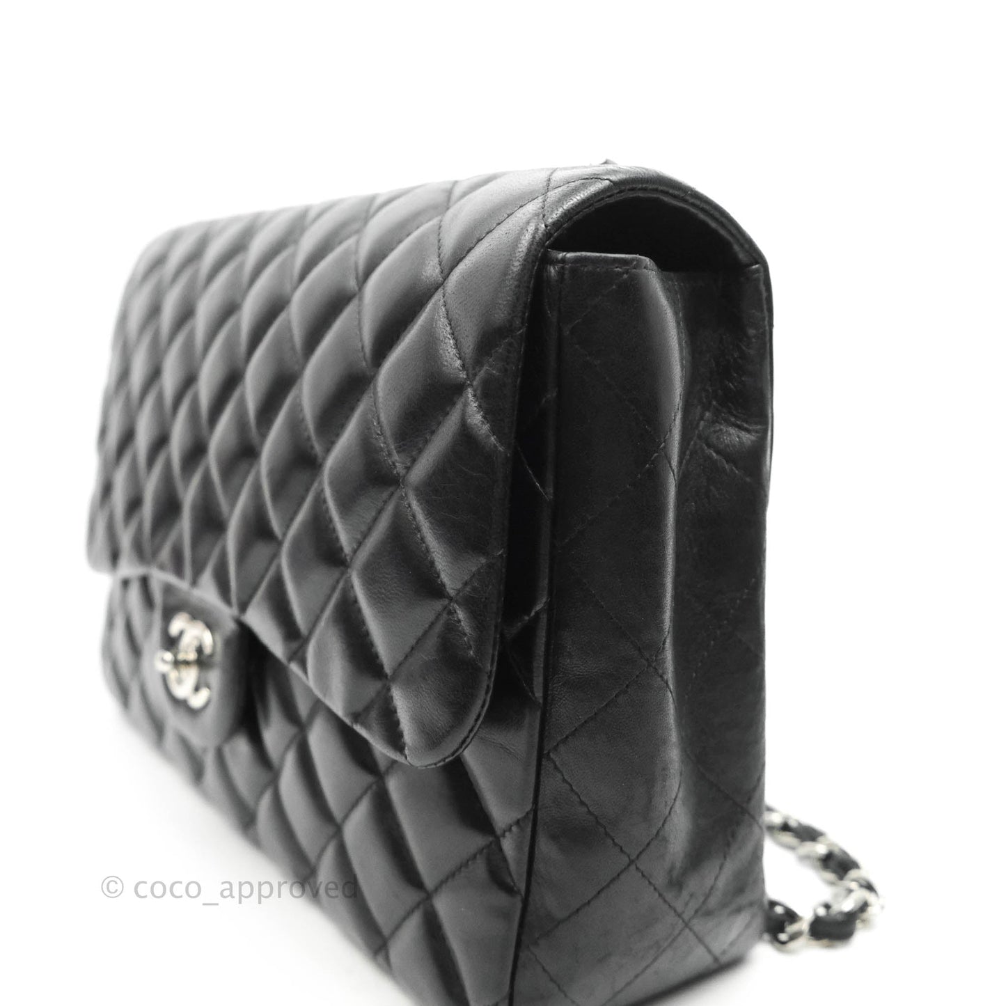 Chanel Jumbo Single Flap Black Lambskin Silver Hardware⁣⁣