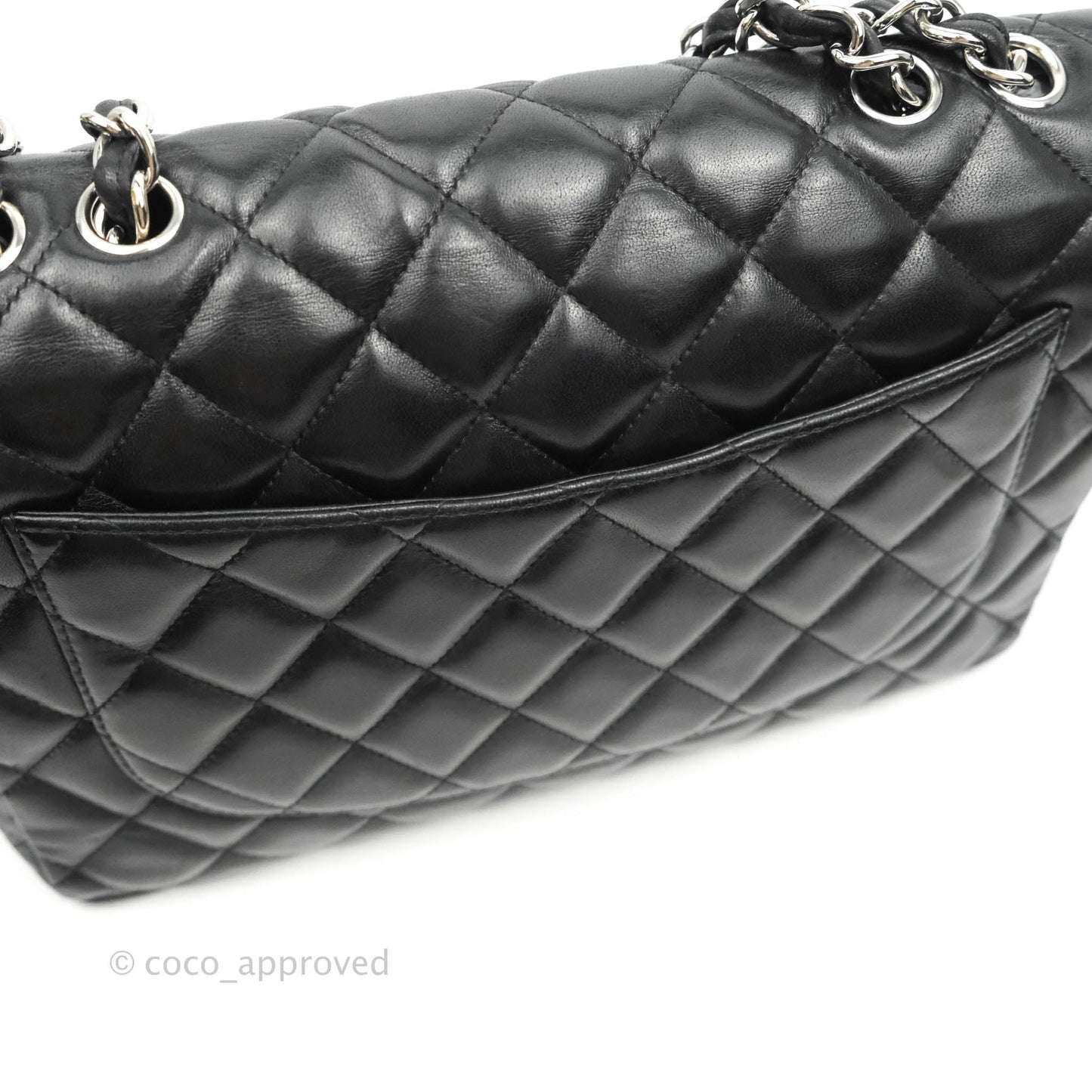 Chanel Jumbo Single Flap Black Lambskin Silver Hardware⁣⁣