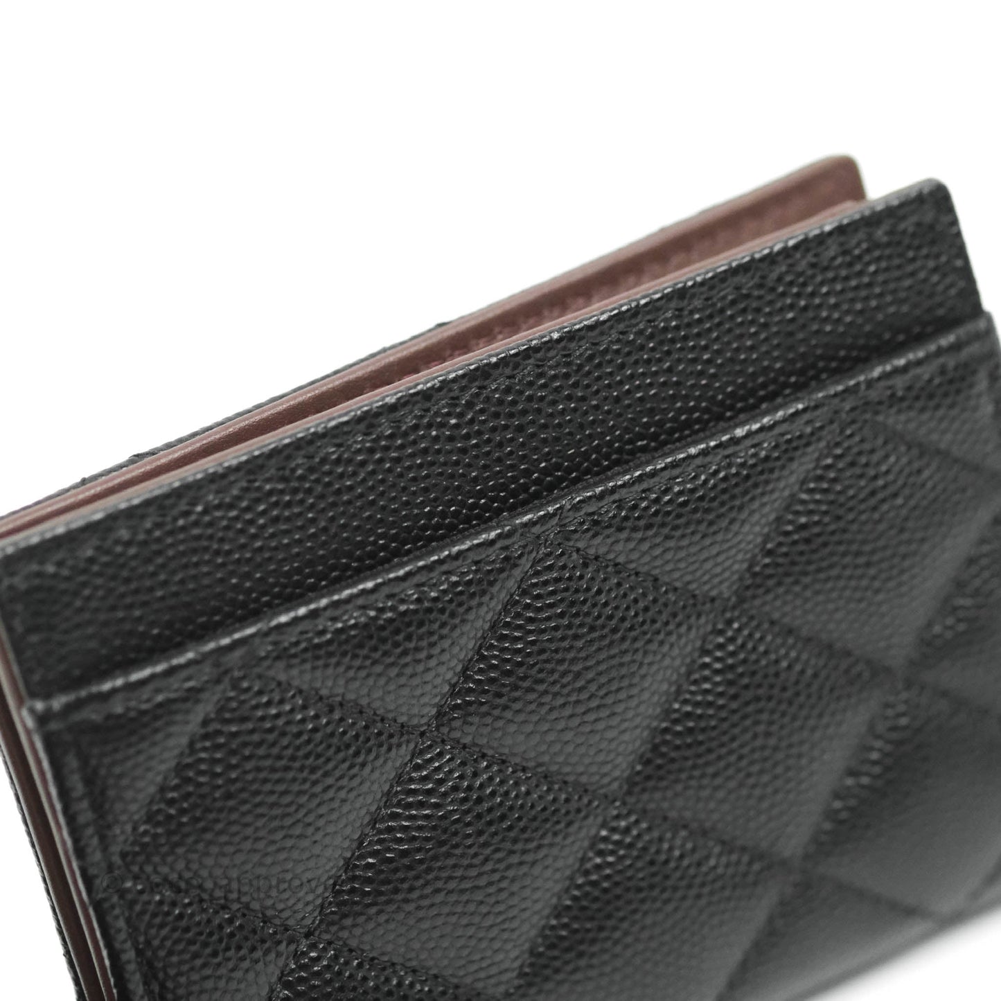 Chanel Classic Quilted Card Holder Photo ID Black Caviar Gold Hardware
