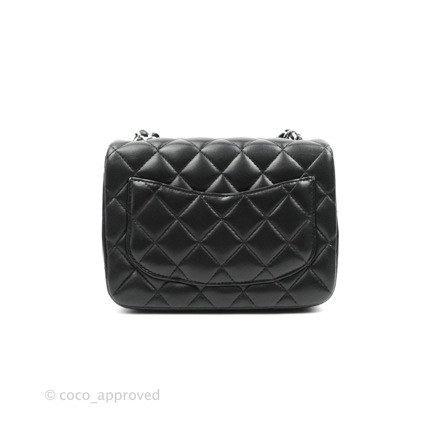 Chanel Mini Square Black Lambskin Silver Hardware