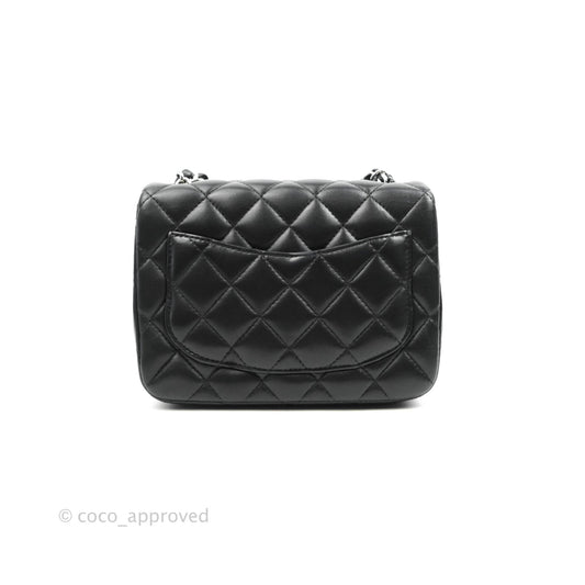 Chanel Mini Square Black Lambskin Silver Hardware