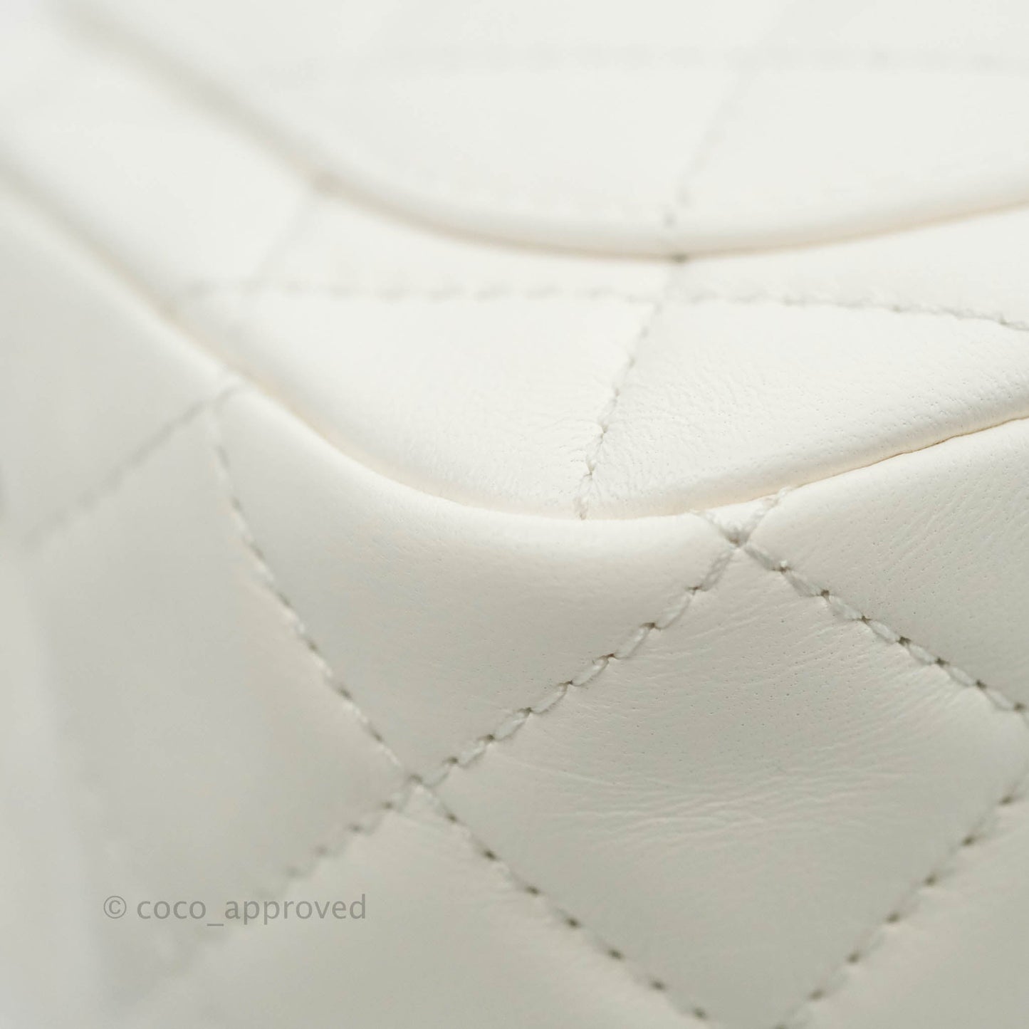 Chanel Mini Square Pearl Crush Quilted White Lambskin Gold Hardware