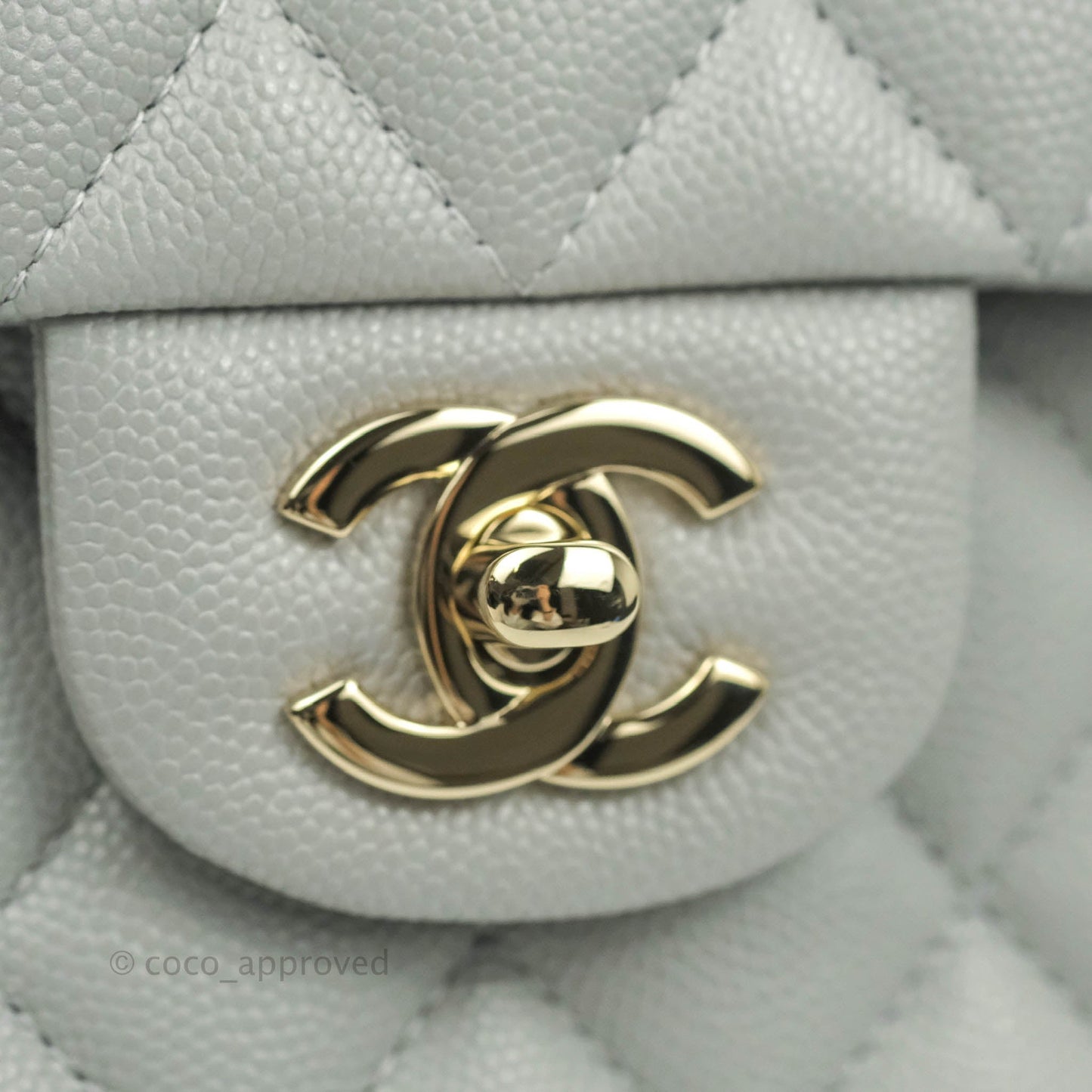 Chanel Classic M/L Medium Double Flap Grey Caviar Gold Hardware 21A