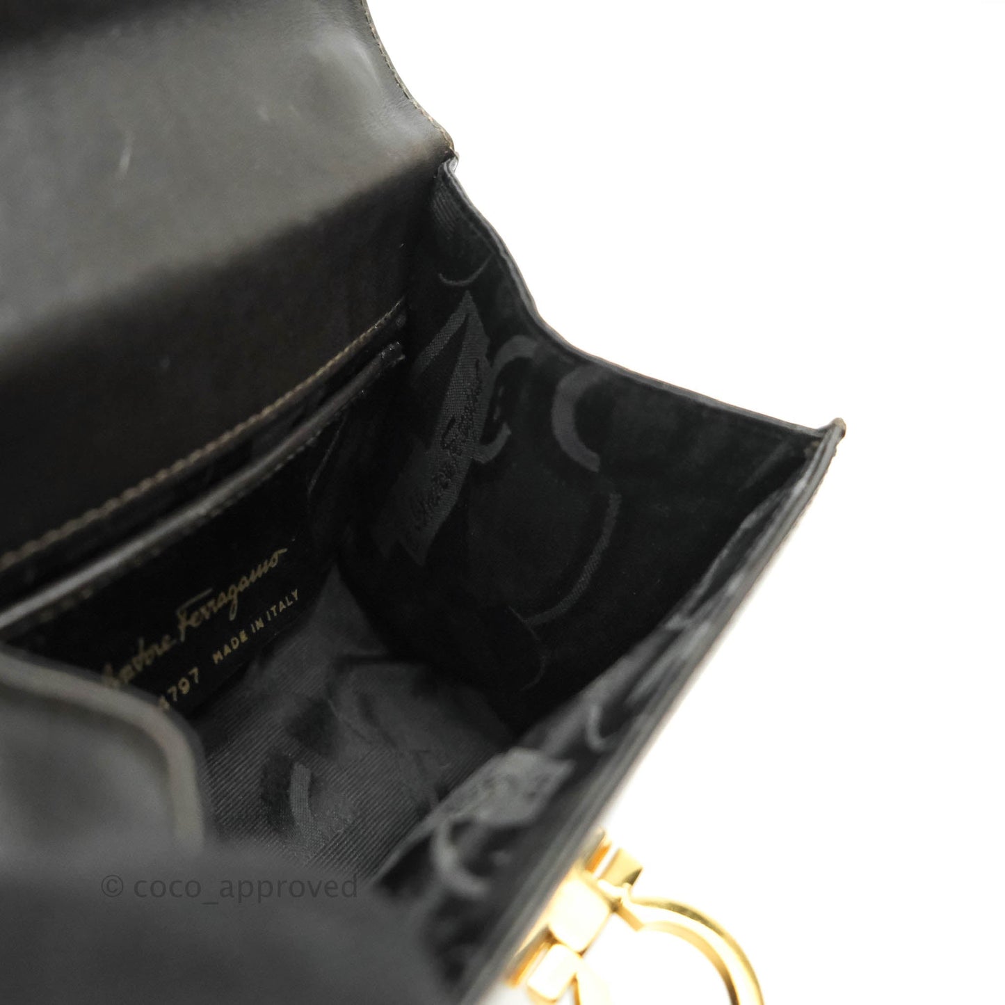 Salvatore Ferragamo Vintage Gancini Mini Crossbody bag Black Calfskin Gold Hardware