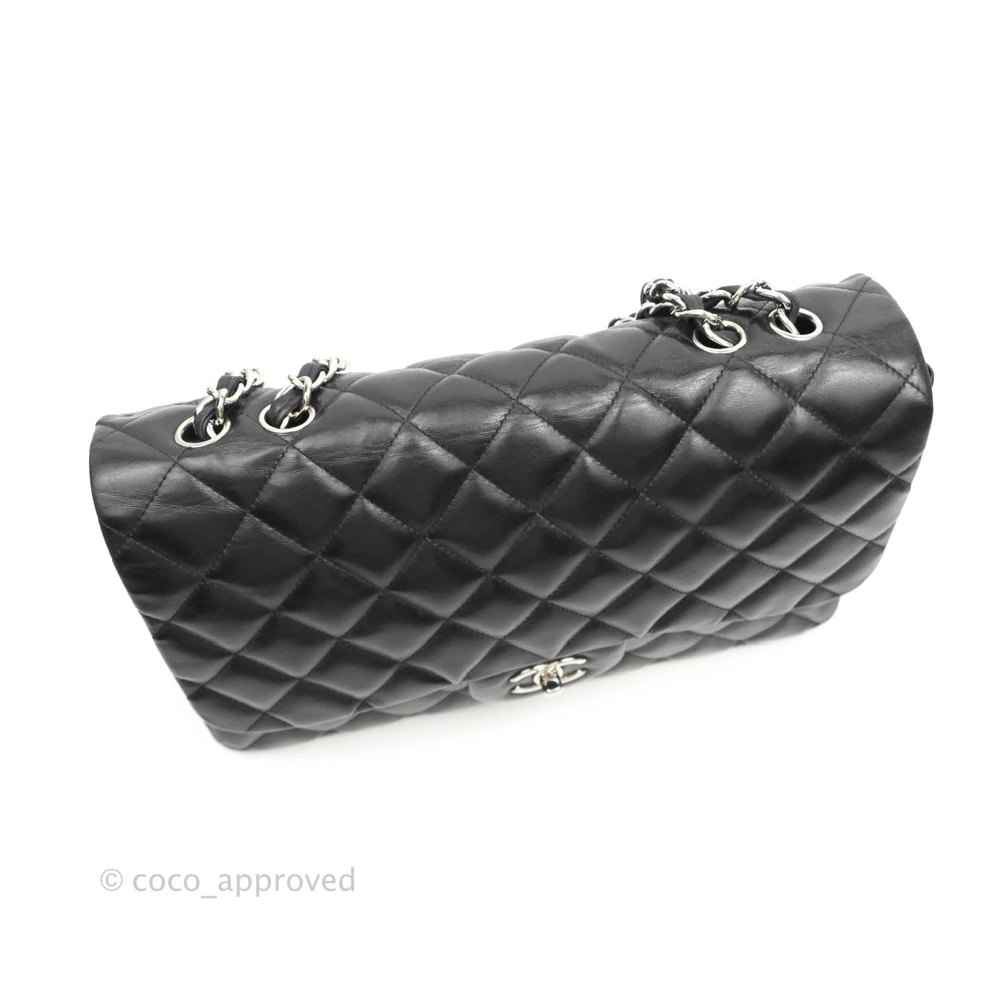Chanel Jumbo Single Flap Black Lambskin Silver Hardware⁣⁣