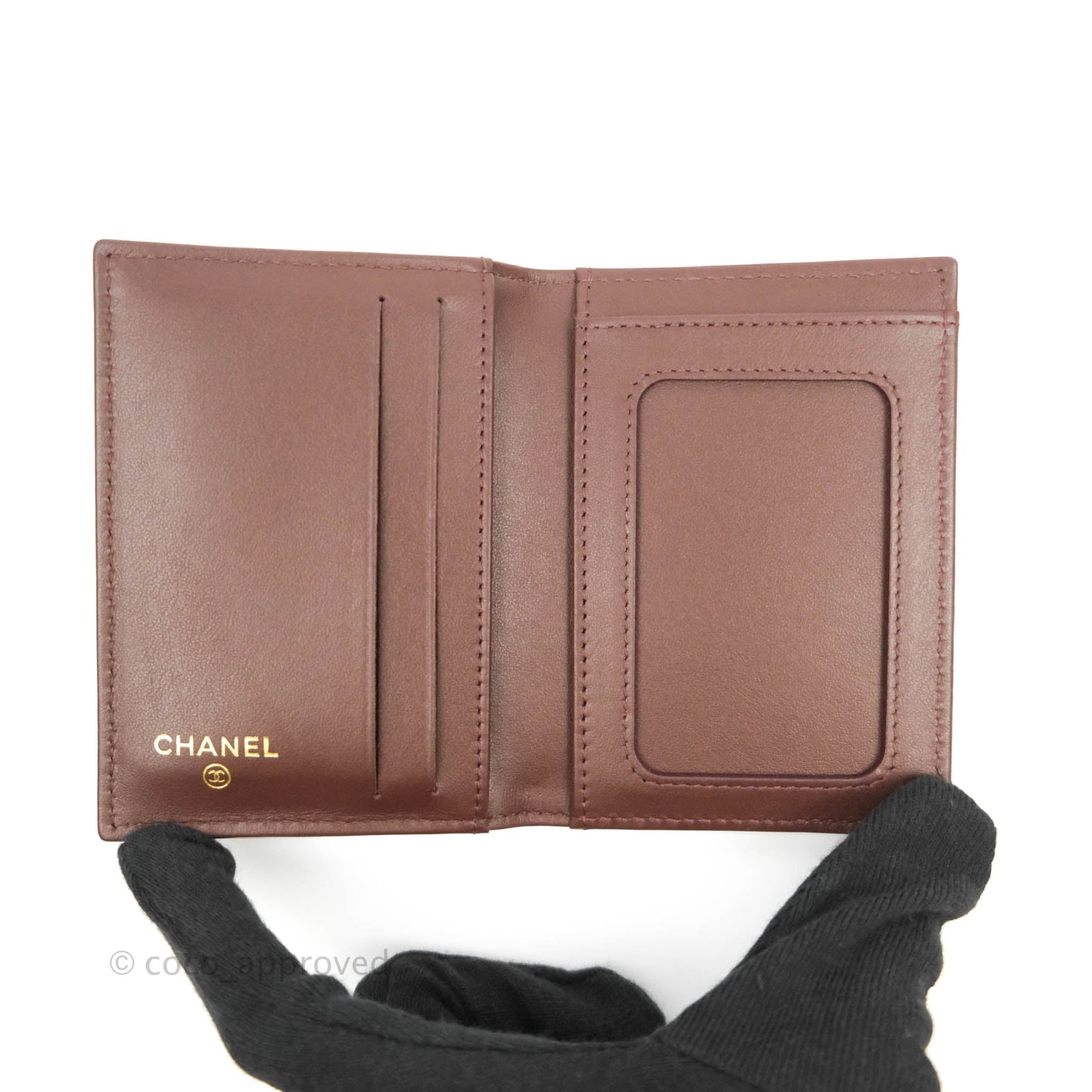 Chanel Classic Quilted Card Holder Photo ID Black Caviar Gold Hardware