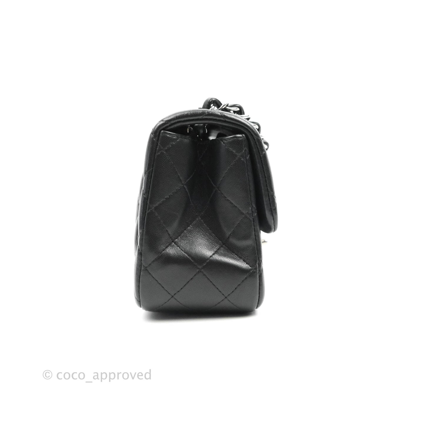 Chanel Mini Square Black Lambskin Silver Hardware