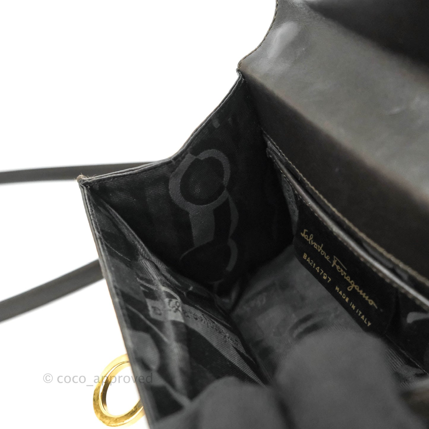 Salvatore Ferragamo Vintage Gancini Mini Crossbody bag Black Calfskin Gold Hardware