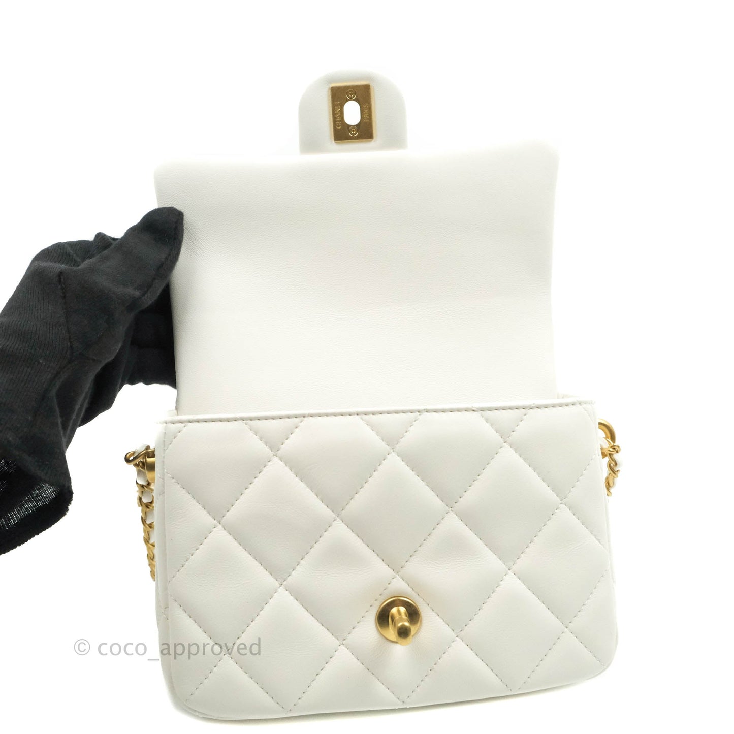 Chanel Quilted My Perfect Mini With Pearl White Lambskin Silver Hardware