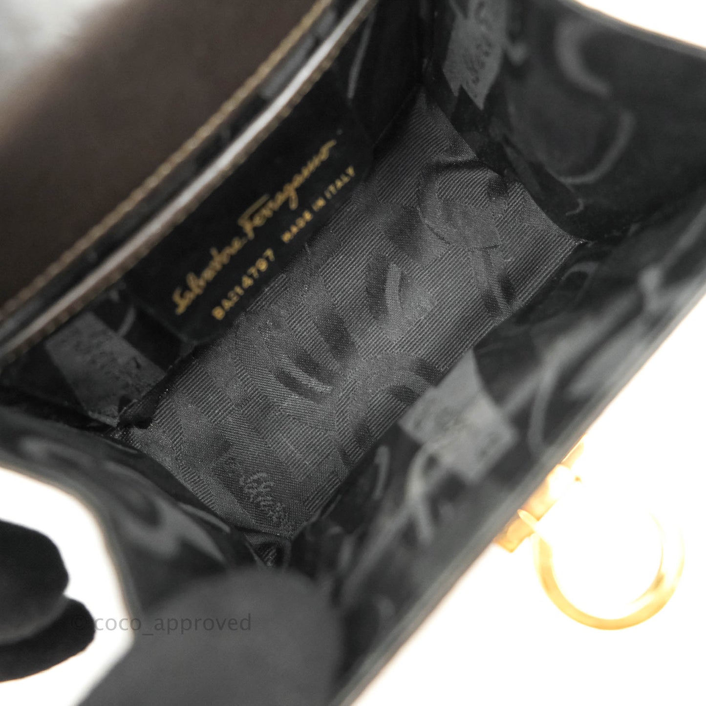 Salvatore Ferragamo Vintage Gancini Mini Crossbody bag Black Calfskin Gold Hardware