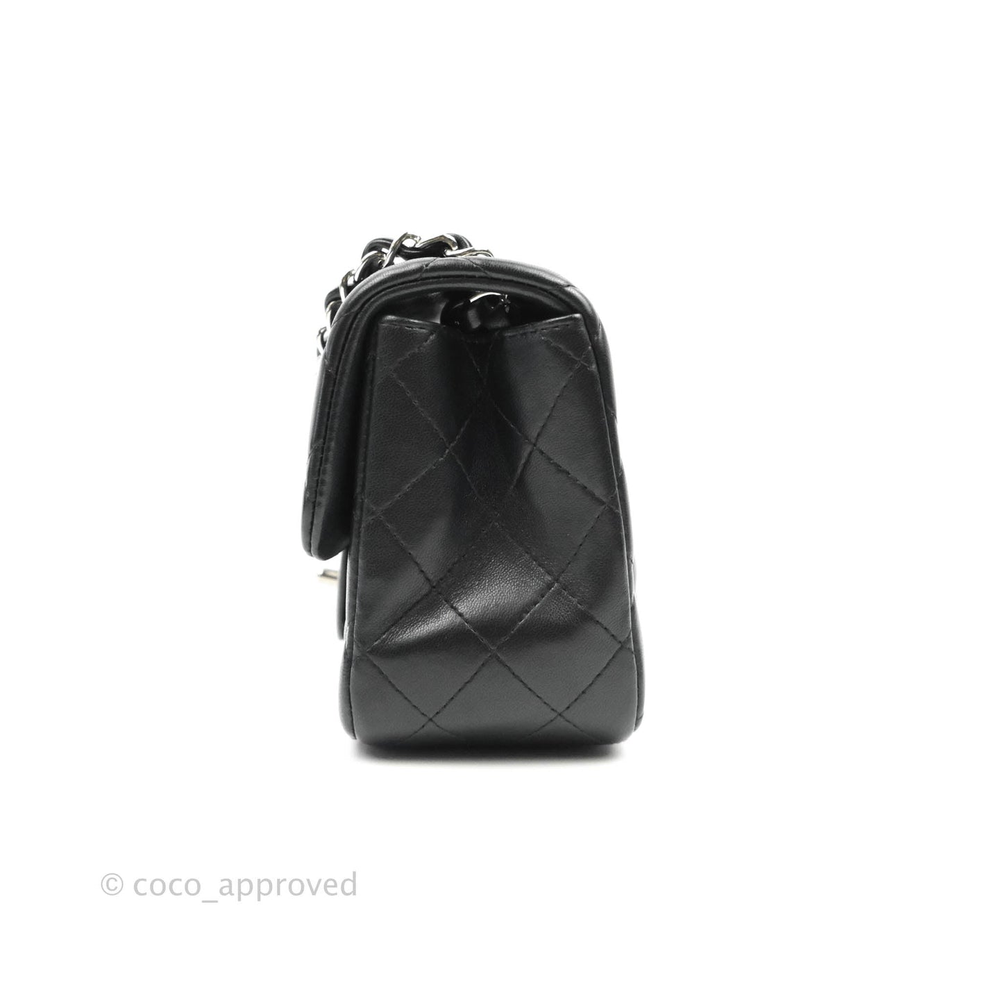 Chanel Mini Square Black Lambskin Silver Hardware